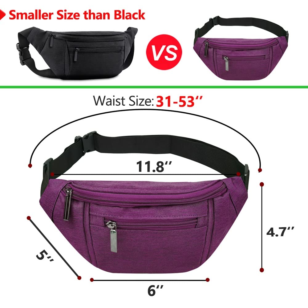 Fanny Pack for Men Women,Crossbody Waist Bag Pack,Belt Bag for Travel Walking Running Hiking Cycling,Easy Carry Any Phone,Wallet (Black)