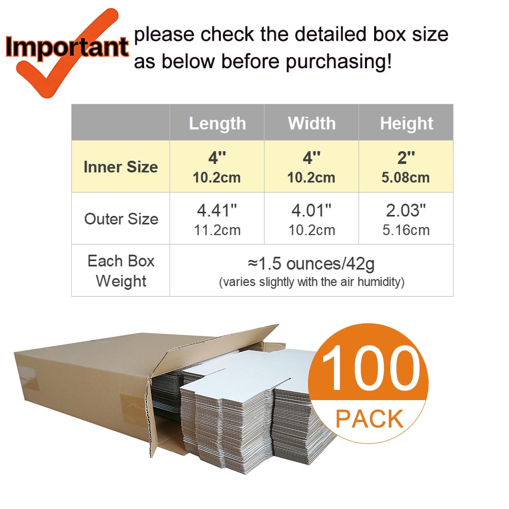 4x4x1'' Small Shipping Boxes 25 Pack, Corrugated Cardboard Mailers for Business, Black (CM441B25)