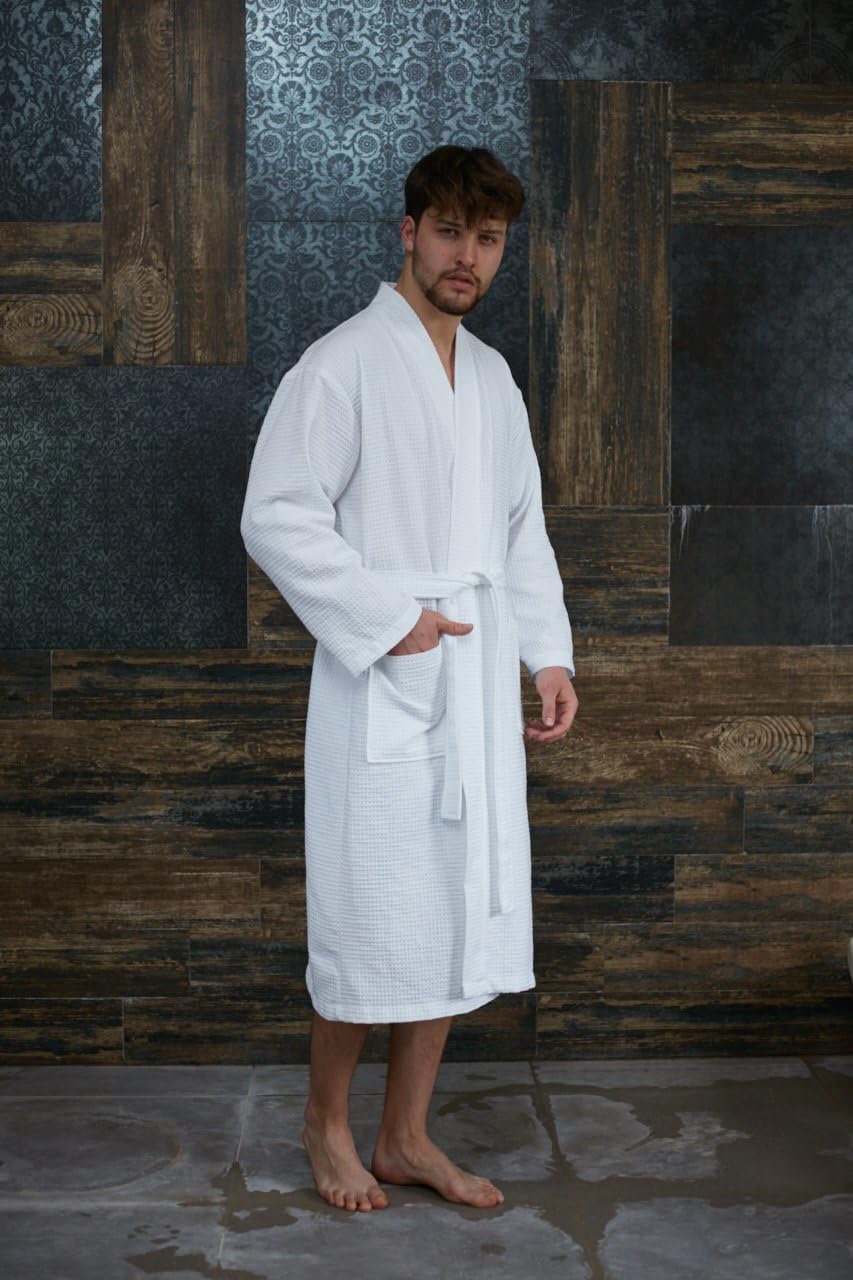 BAGNO MILANO Mens Robes, Waffle Robes For Men, Turkish Cotton Mens Bathrobes