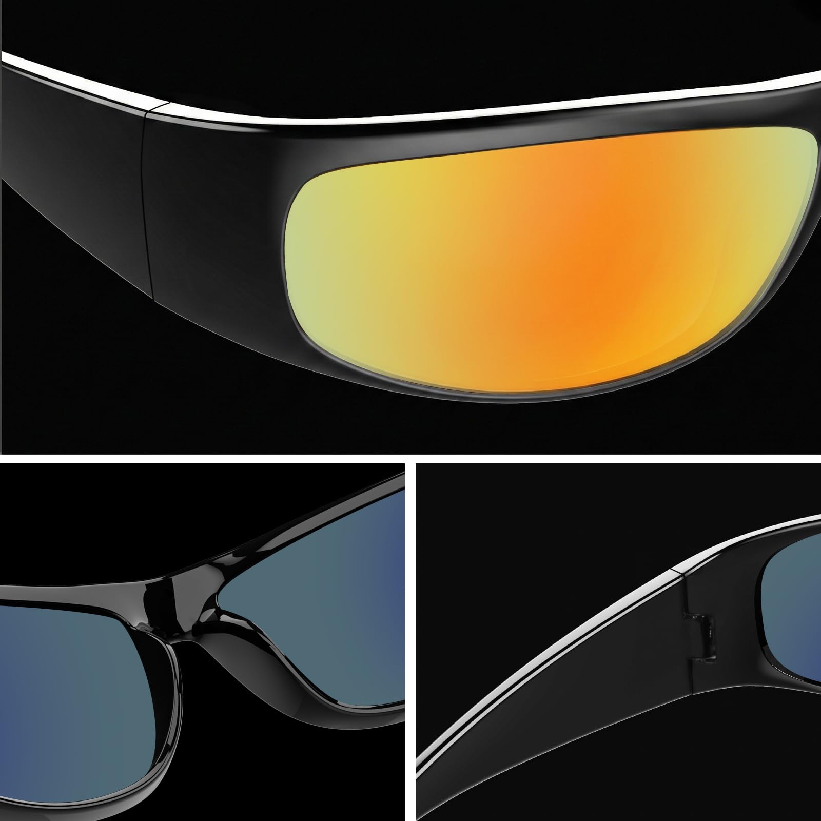 WISTON Wrap Around Sunglasses for Men Women Super Dark Blackout Sunglasses for Sensitive Eyes UV400 Protection W8005