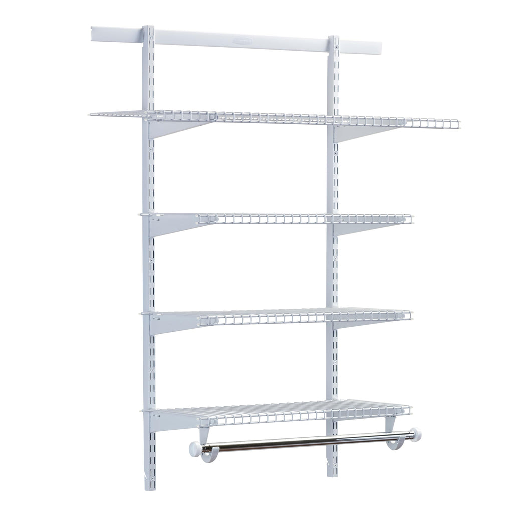 Rubbermaid Configurations Deluxe Custom Closet Kit, 3-6 Ft. Adjustable Metal Wire Shelving, Titanium Finish, Expandable Organization System, Hardware Included, for Home Closet/Pantry/Laundry/Mudroom