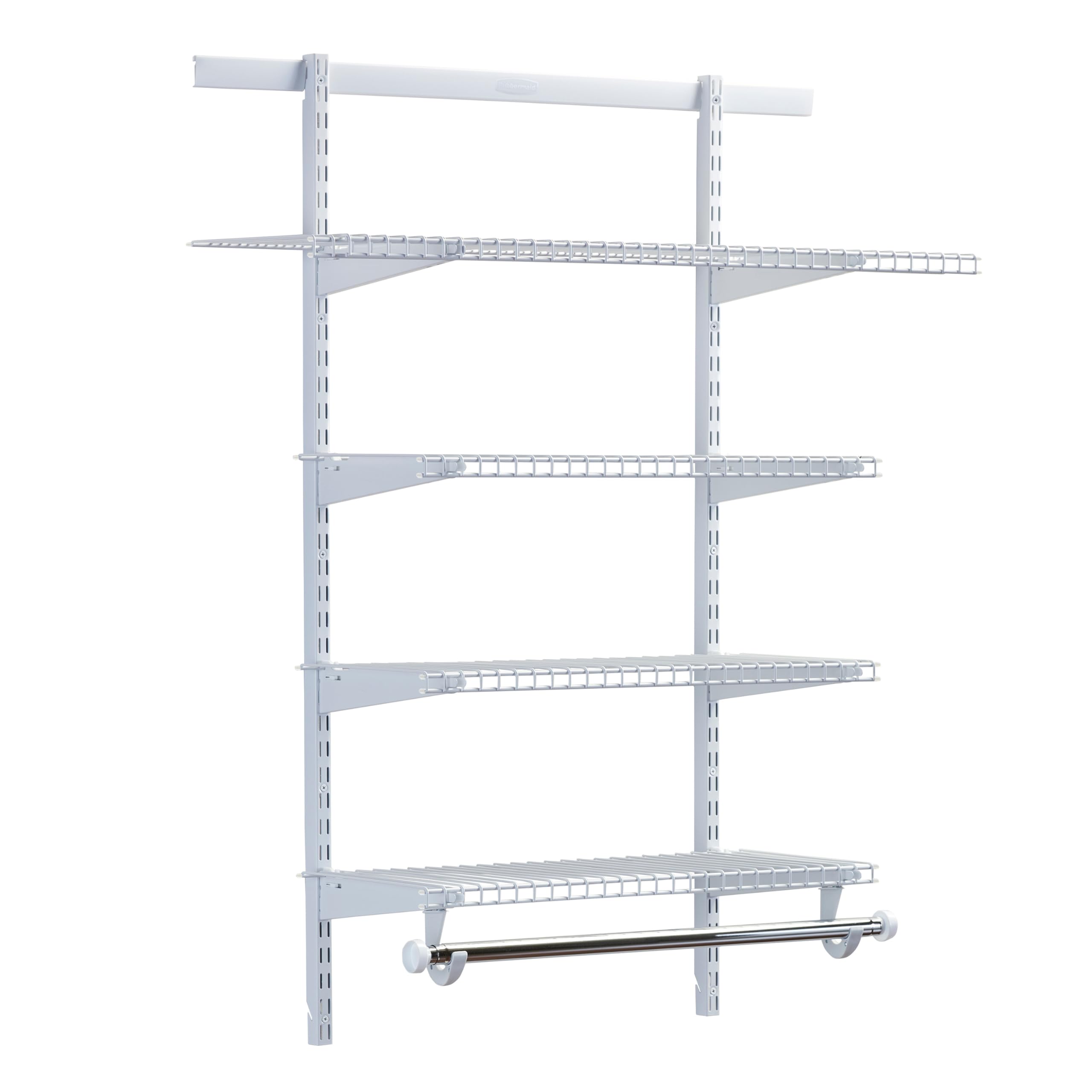 Rubbermaid Configurations Deluxe Custom Closet Kit, 3-6 Ft. Adjustable Metal Wire Shelving, Titanium Finish, Expandable Organization System, Hardware Included, for Home Closet/Pantry/Laundry/Mudroom