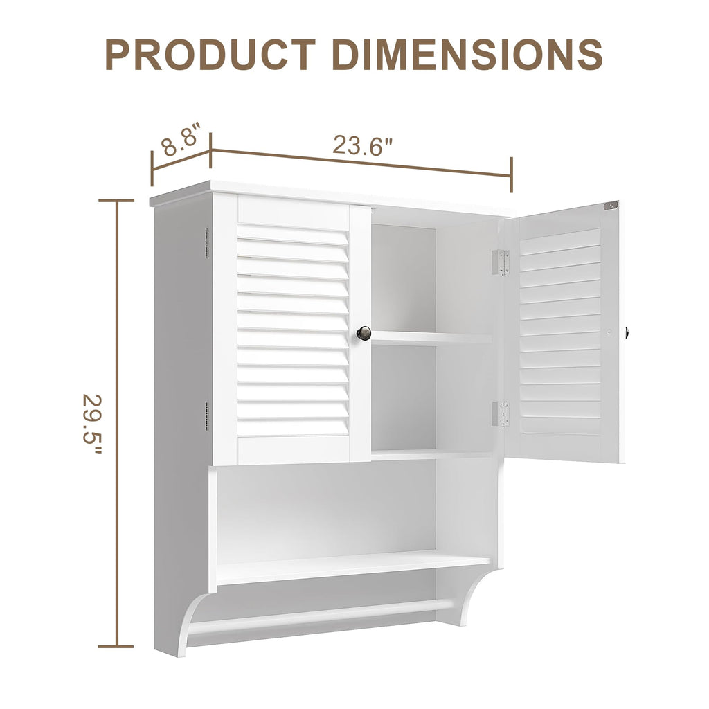 ChooChoo Bathroom Wall Cabinet, Medicine Cabinet, 2 Doors Over The Toilet Space Saver Storage Cabinet with Large Space, Black