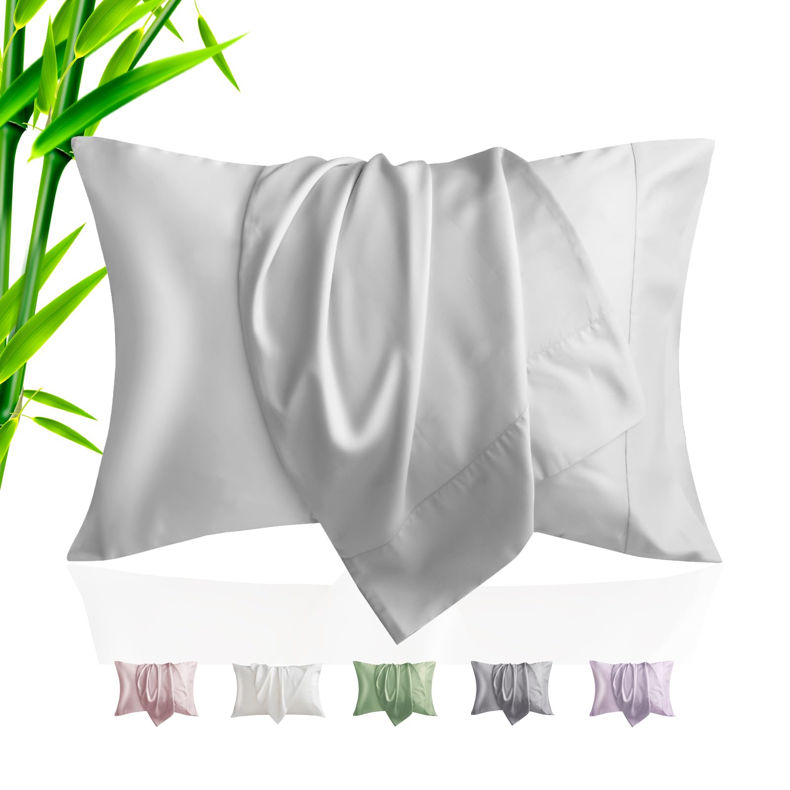Pillow Cases Standard Size 2 Pack, Bamboo Rayon Cooling Pillowcases with Envelope Closure, Cool Breathable Pillow Case for Hot Sleepers & Night Sweats, 20x26 inches, Aqua Blue