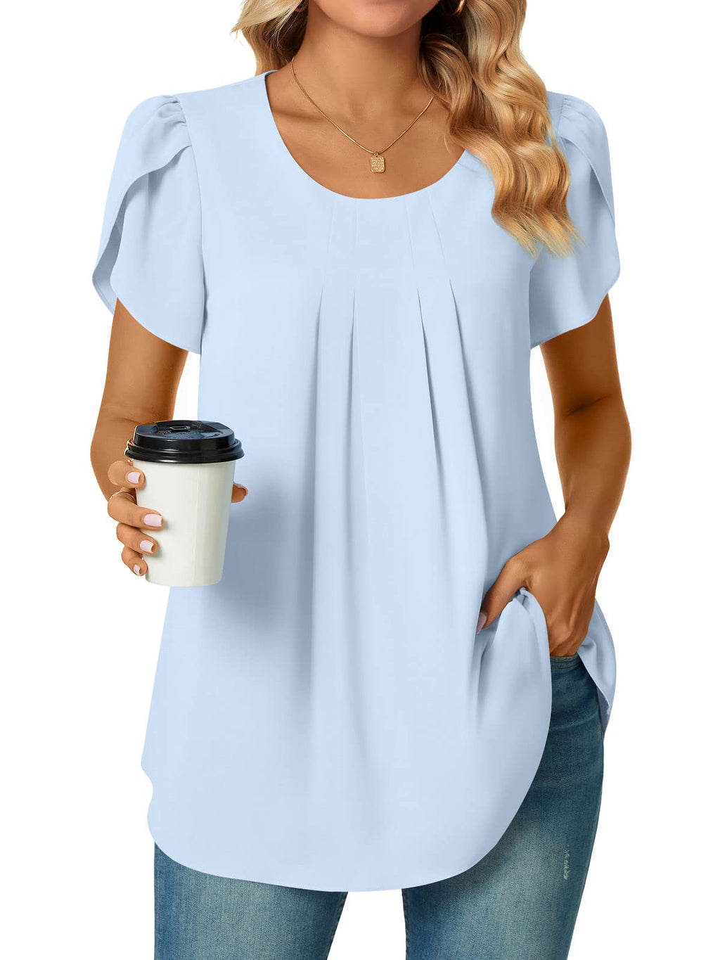 Bestbee Womens Plus Size Tops Dressy Casual Summer Chiffon Blouses Short Sleeve Dress Shirts Business Loose Fit Tunics