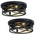 SKEJAO Flush Mount Ceiling Light Fixture,Black 2-Light Hallway Light Fixtures Ceiling,Light Fixtures Ceiling Mount for Farmhouse,Kitchen,Hall,Bedroom,Bathroom (2 Pack)