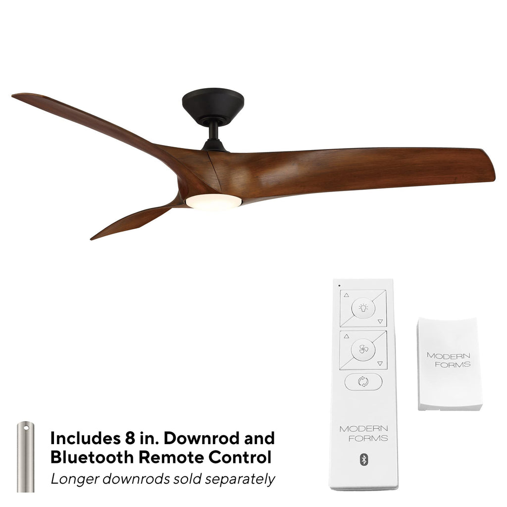 Modern Forms Zephyr Smart Indoor and Outdoor 3-Blade Ceiling Fan 52in Bronze/White Oak with Adjustable CCT 2700K-3000K-4000K-5000K LED Light Kit and Remote Control