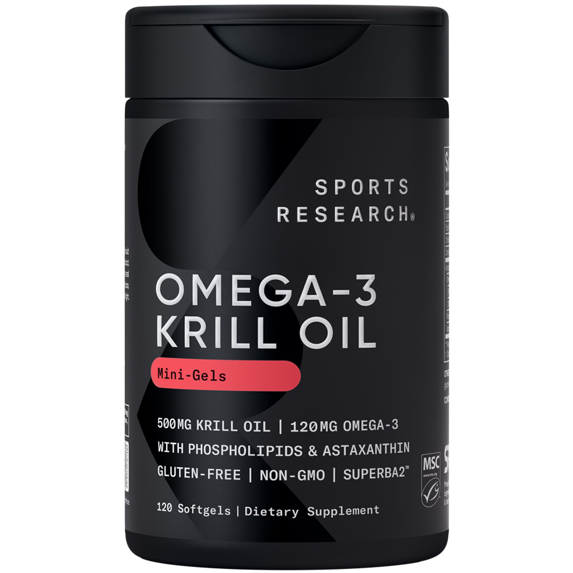 Sports Research Krill Oil Supplement with EPA & DHA Omega 3, Phospholipids & Astaxanthin from Antarctic Krill - Highest Concentration of Krill Oil for Men & Women - 1000mg, 30 Softgel Capsules