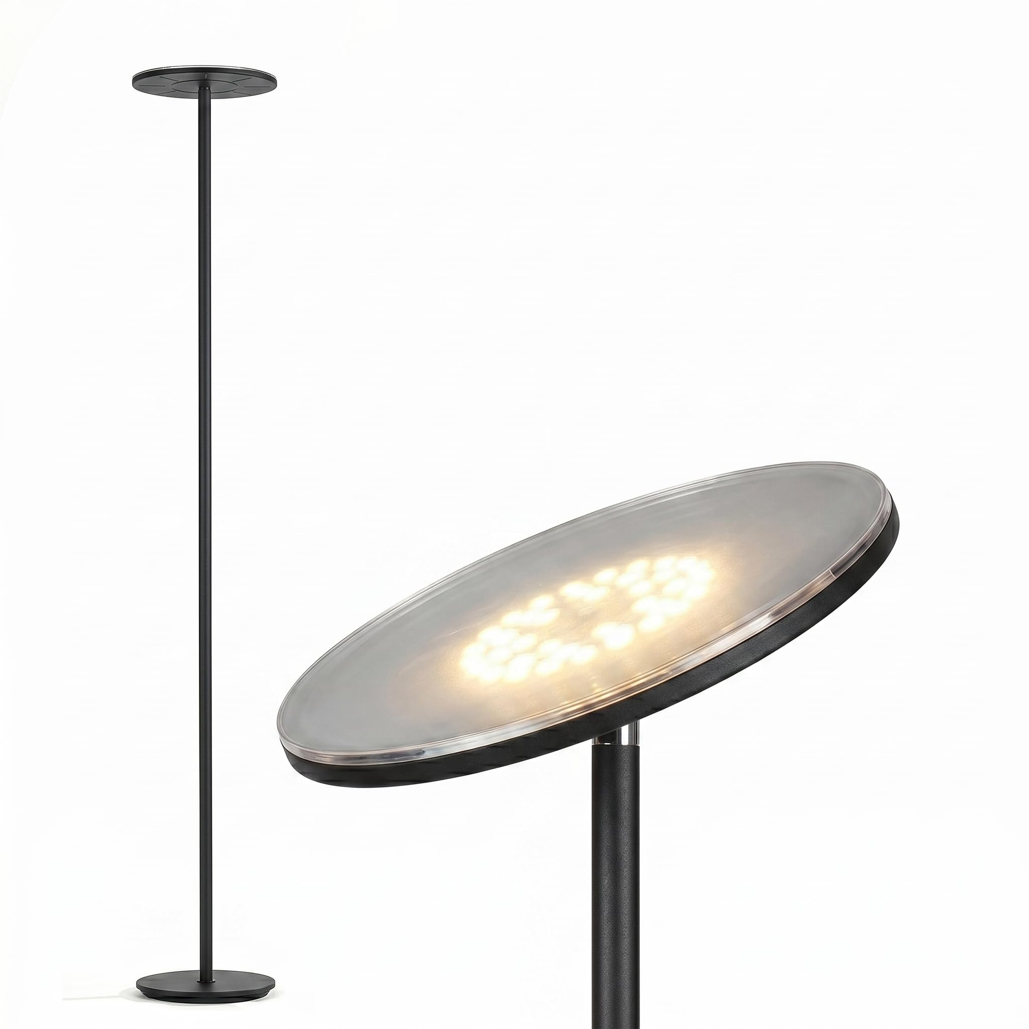 Brightech Sky LED Floor lamp, Torchiere Super Bright Floor Lamp for Living Room Decor & Office - Dimmable, Tall Standing Lamp with Warm Light for Bedroom & Reading - Bronze