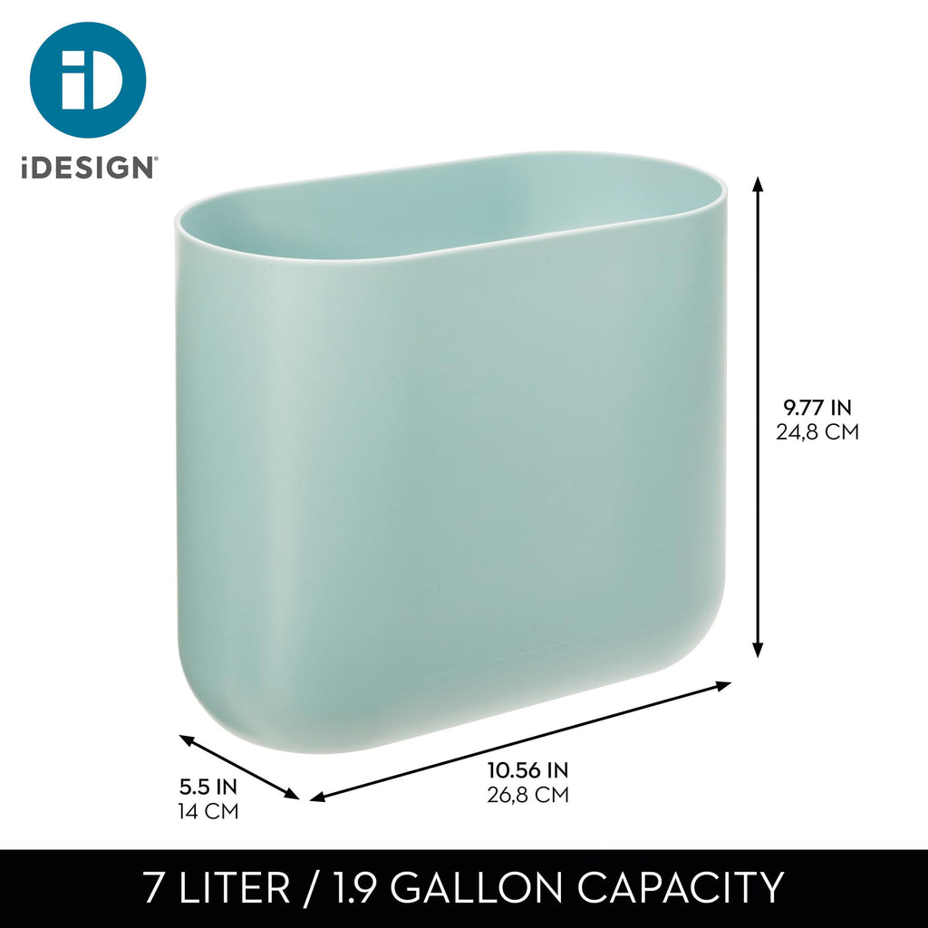 iDesign Small Slim Plastic Bathroom Trash Can, Black | Garbage Can for Bedroom, Office, Desk, Dorm