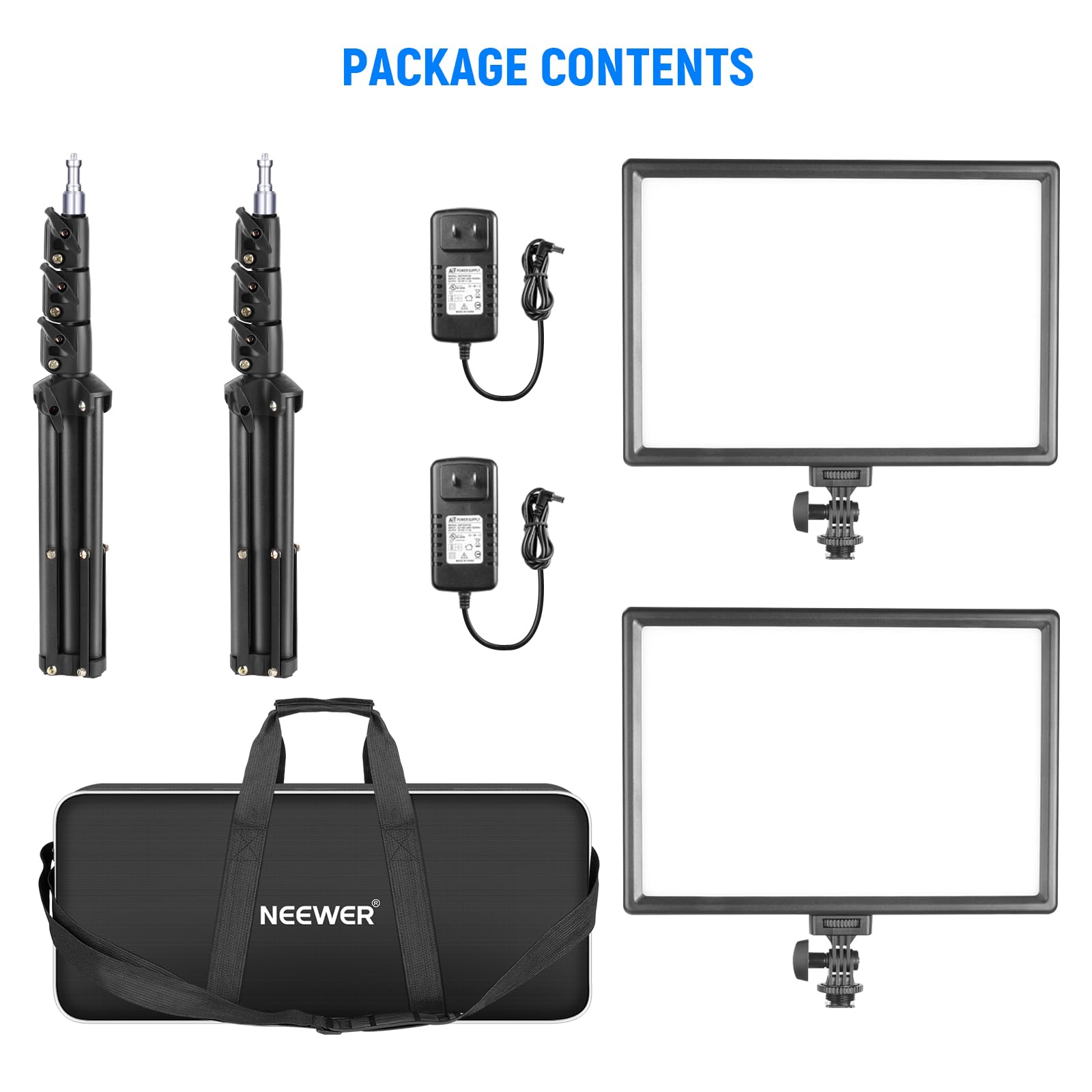 NEEWER RGB168 18.3" RGB LED Video Panel Light with App Control, Bluetooth, 2 Pack Tripod Stand Kit, 60W/360° Full Color/2500-8500K/CRI97+, Studio Photography/YouTube/Game Streaming