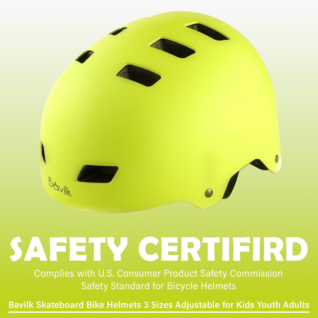 Bike Helmet 3 Sizes for Teenager Kids Youth Adults,Bavilk Skateboard Helmet Adjustable Multi-Sport Bicycle Cycling Scooter Roller Skate Inline Skating Rollerblading for Girls Boys Women Men Teen