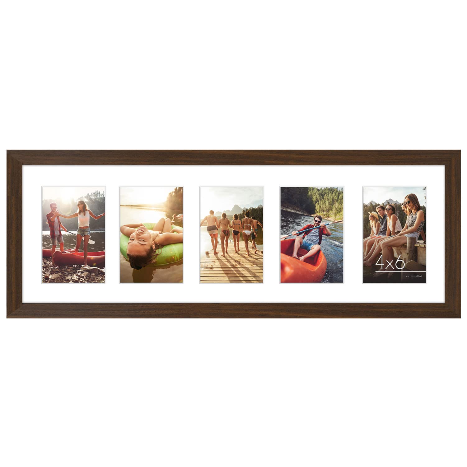 Americanflat 4x6 Double Picture Frame with Shatter-Resistant Glass - Fits Two 4x6 Photos or use as One 6x14 Frame - Signature Collection - Collage Frames for Tabletop and Wall Display - Black