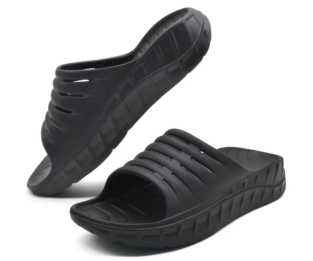 GPOS Mens Sport Recovery Sandals Plantar Fasciitis Thick Cushion Slides Sandals Lightweight Comfort Orthotic Slippers