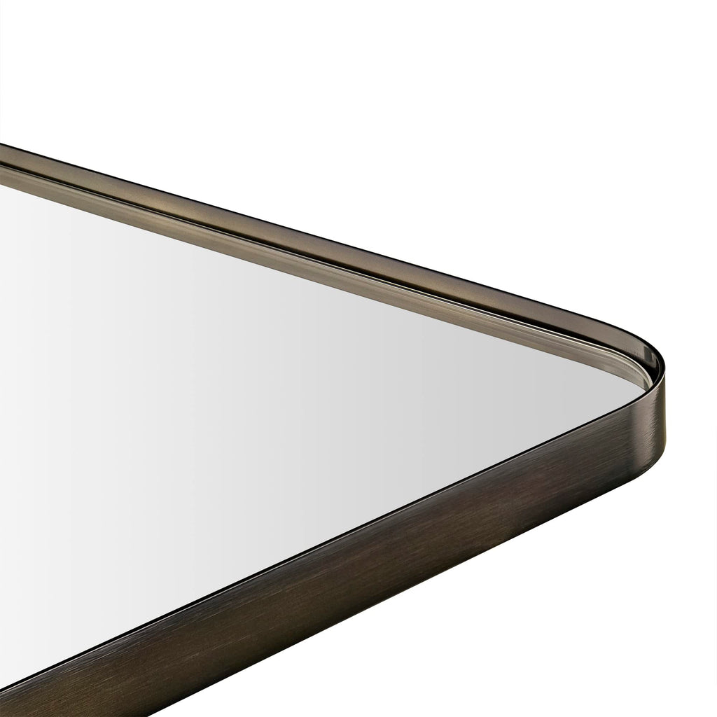 GRACTO 20x30 inch Brushed Nickel Stainless Steel Metal Framed Bathroom Mirror for Wall Mounted Rounded Rectangular Bathroom Vanity Mirror