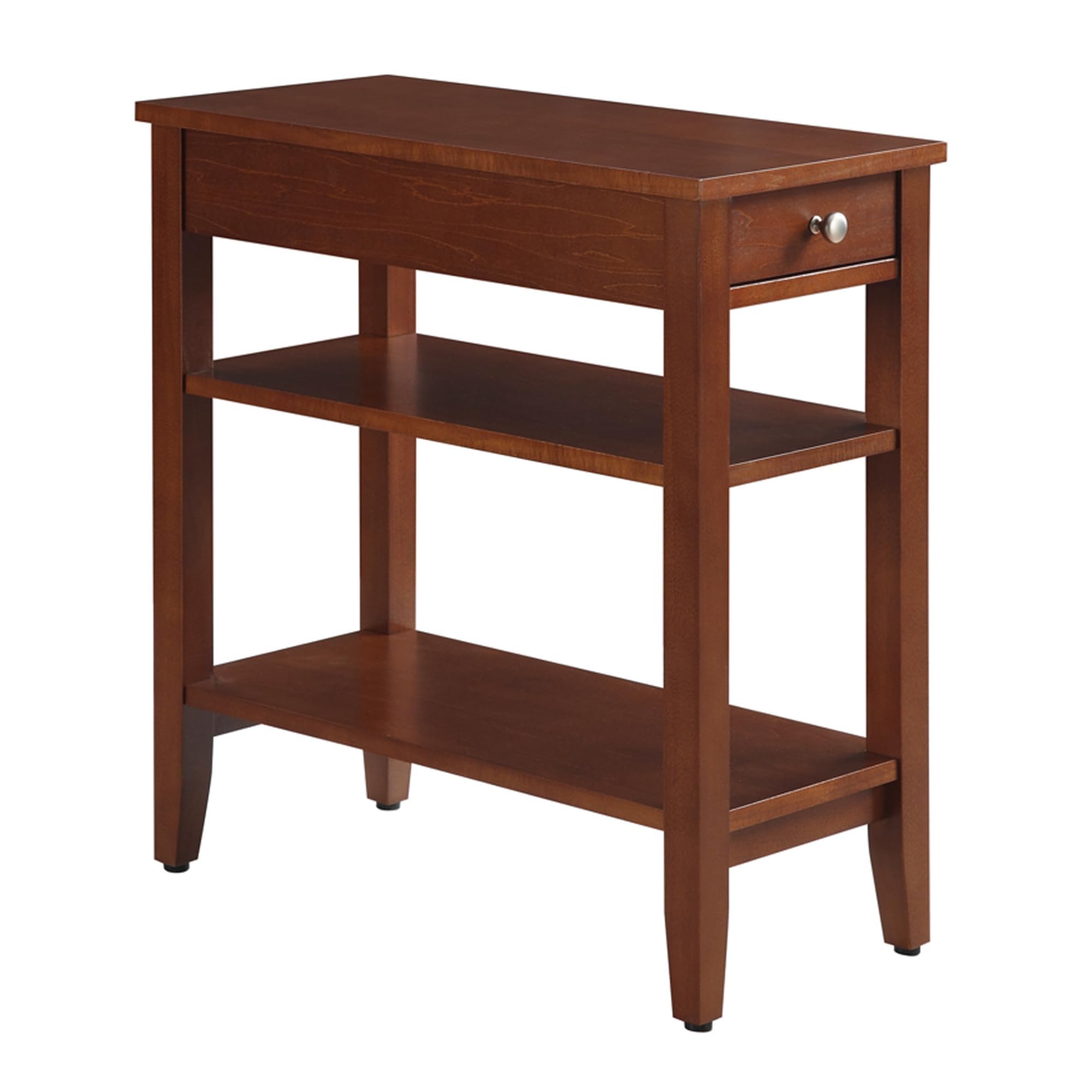 Convenience Concepts American Heritage Chairside End Table with Drawer 23.5" - Classic Living Room Table with Storage Shelf, Bedroom Nightstand, Black