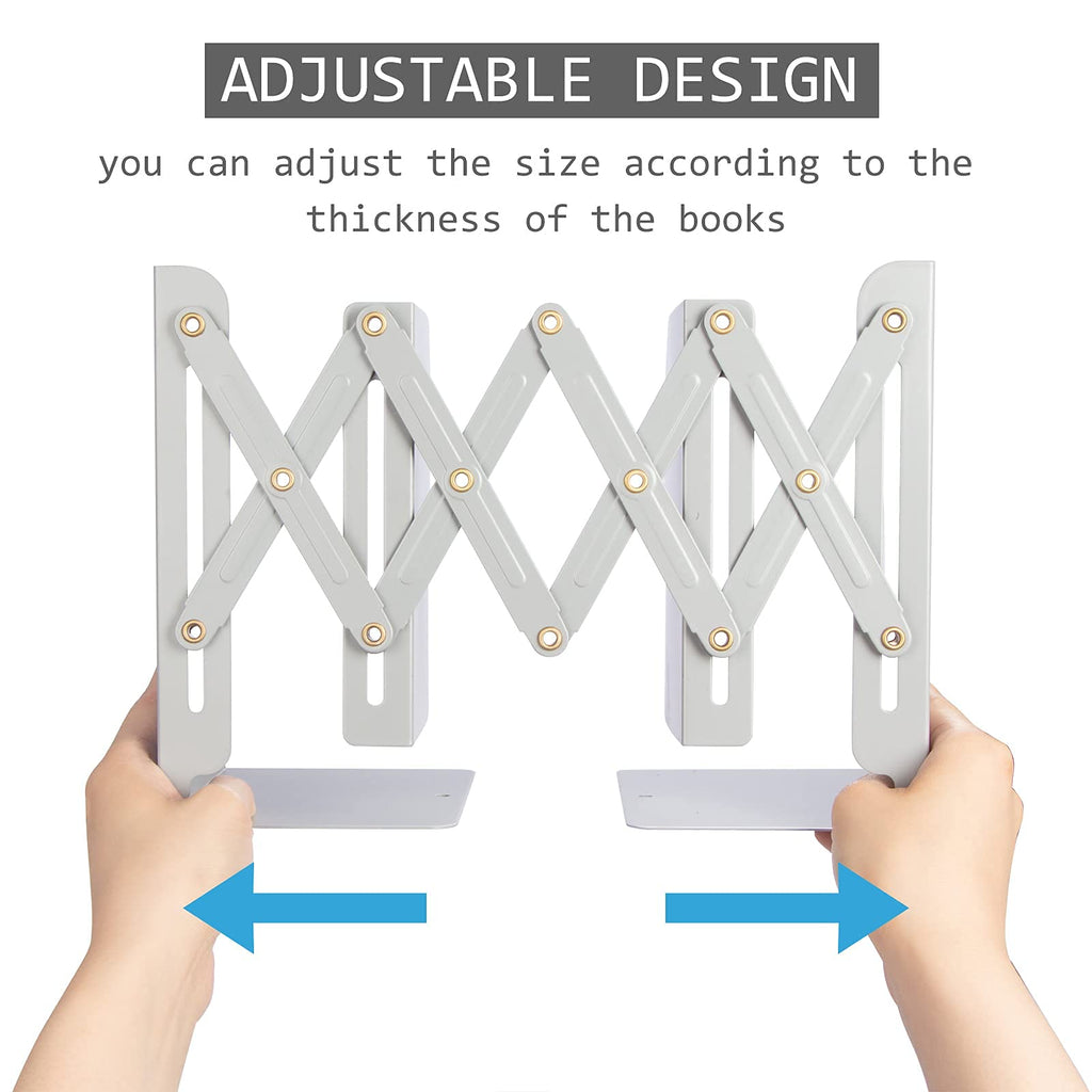 Aobopar Adjustable Book Ends, Metal Bookends for Heavy Books, Desk Book Holder for Shelves, Book Organizer for Desk, Suitable for Office, Home and School Use (Black)