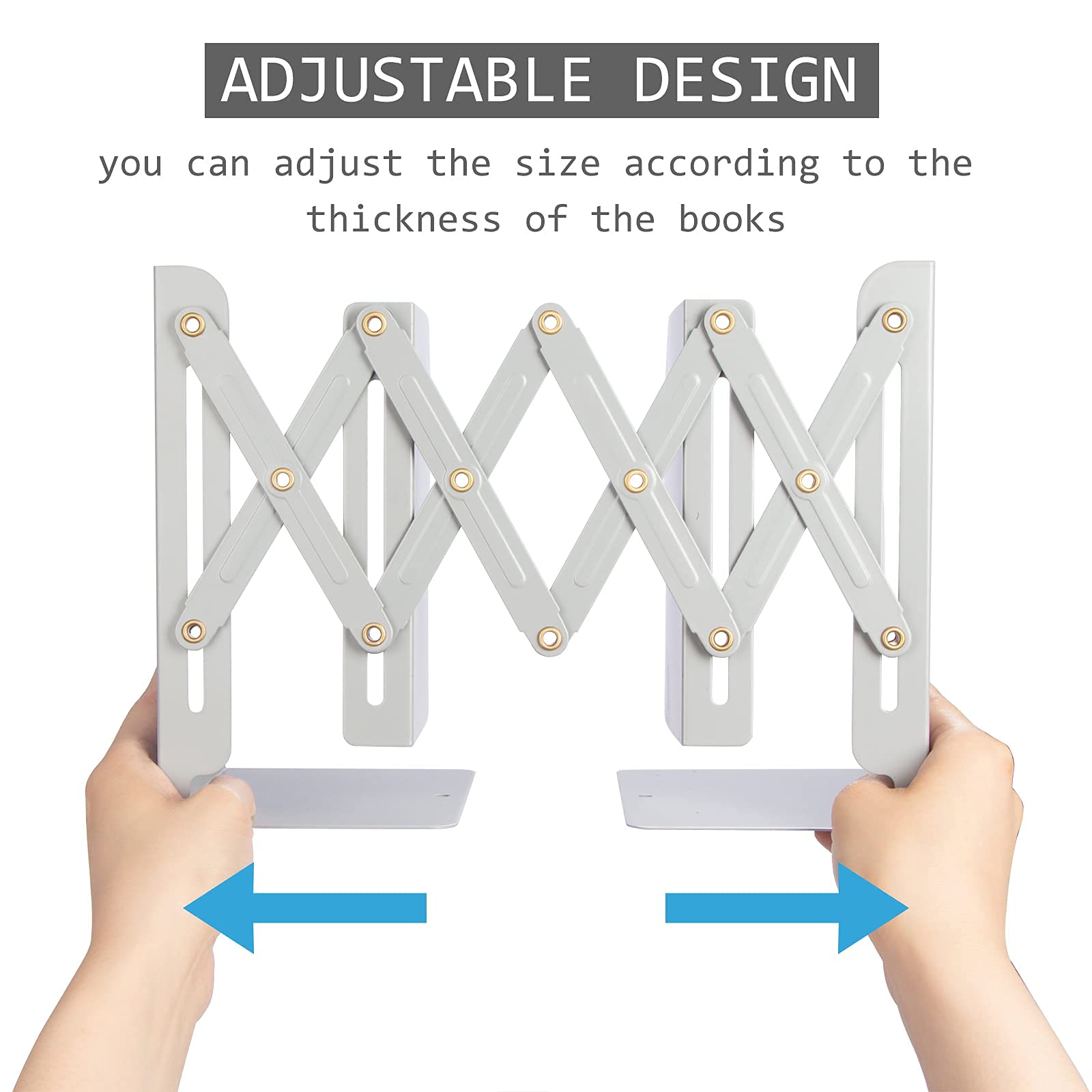 Aobopar Adjustable Book Ends, Metal Bookends for Heavy Books, Desk Book Holder for Shelves, Book Organizer for Desk, Suitable for Office, Home and School Use (Black)
