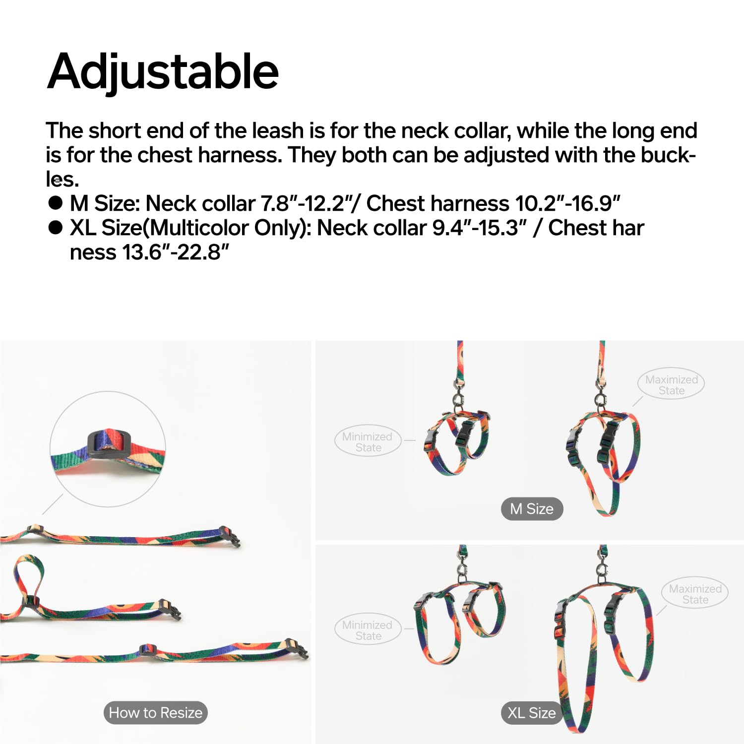 pidan Cat Harness and Leash Set, XL Size for Large Cats, Escape Proof | Adjustable Kitten Harness for Large Small Cats, Lightweight Soft Walking Travel Harness (Grey-M Size)