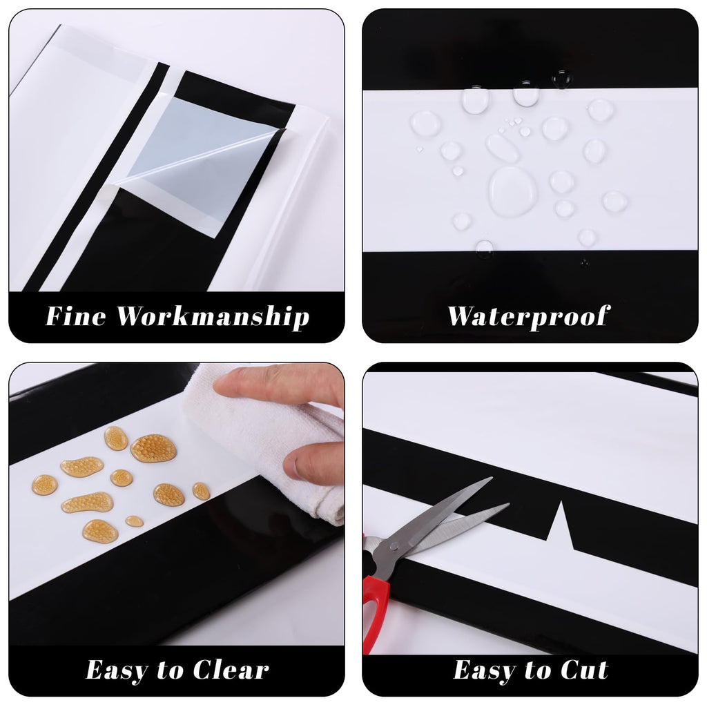 Kesfey 3 Packs Black and White Horizontal Striped Table Cloth 54 x 108 Inch Classic Black Stripe Tablecloths Disposable Plastic Stripe Table Covers Waterproof Picnic Tablecover for Halloween Party