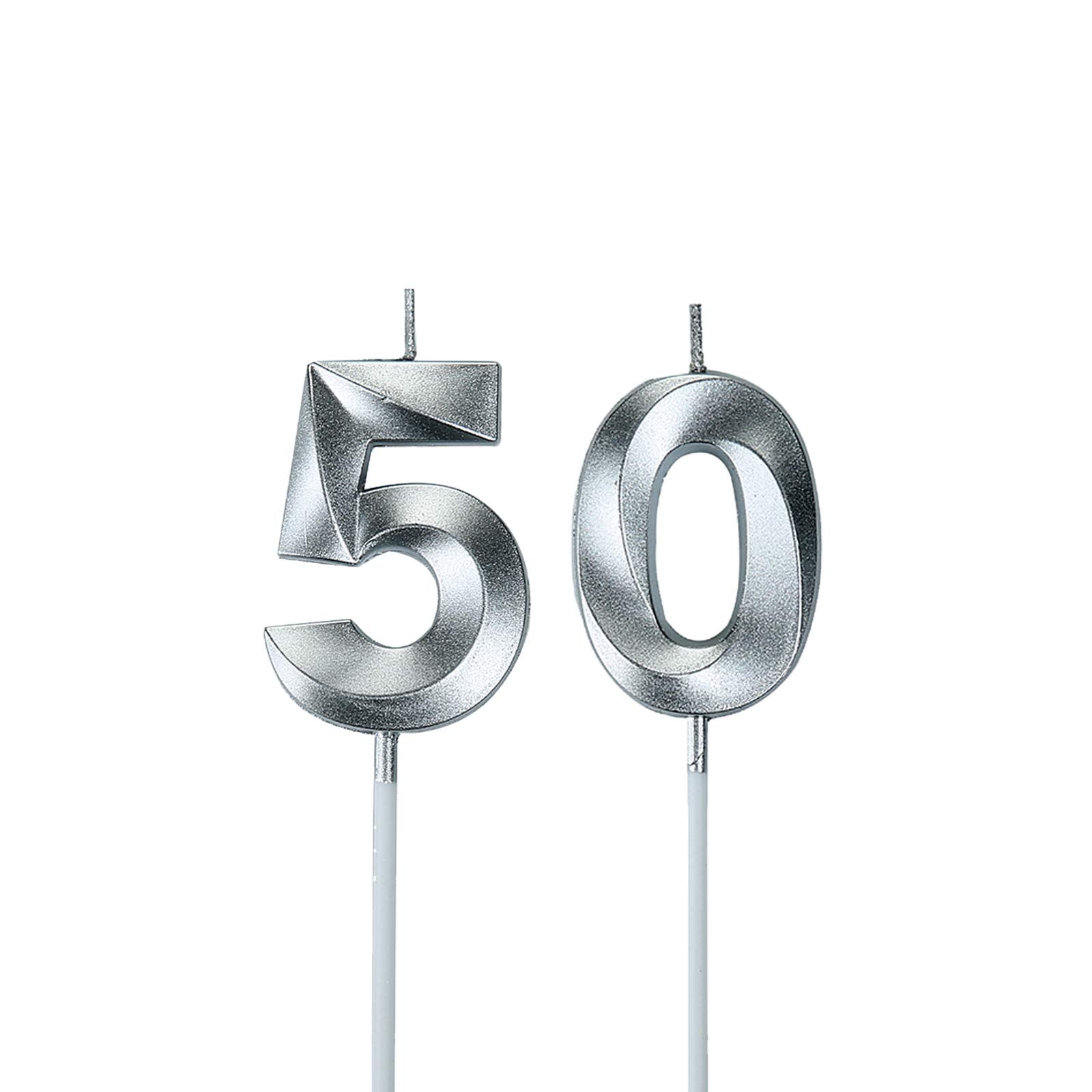 Bailym Black 50th Birthday Candles, Number 50 Cake Topper for Men Birthday Decorations Party Decoration