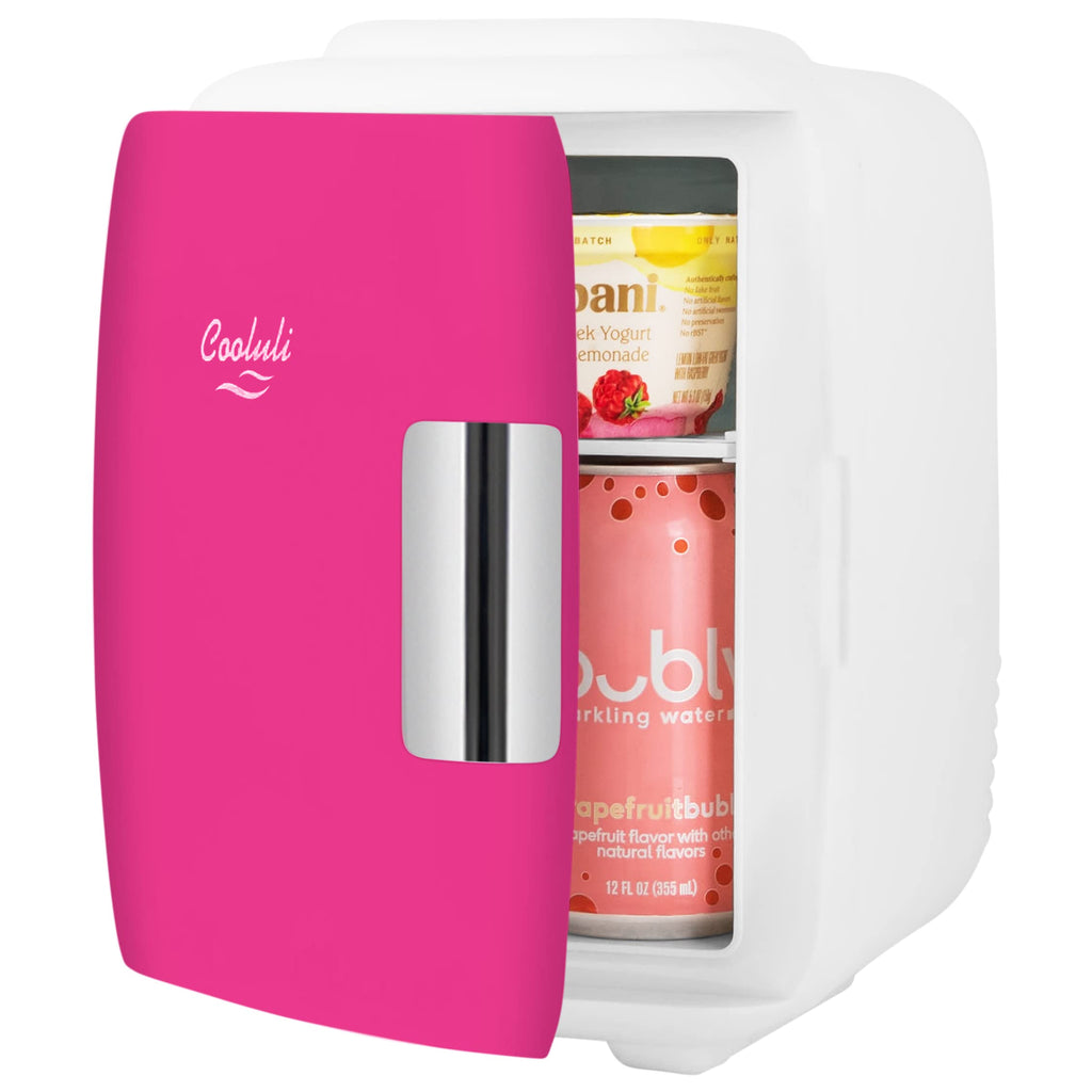 Cooluli Mini Fridge for Bedroom - Car, Office Desk & Dorm Room - Portable 4L/6 Can Electric Plug In Cooler & Warmer for Food, Drinks, Skincare Beauty & Makeup - 12v AC/DC & Exclusive USB Option, Black
