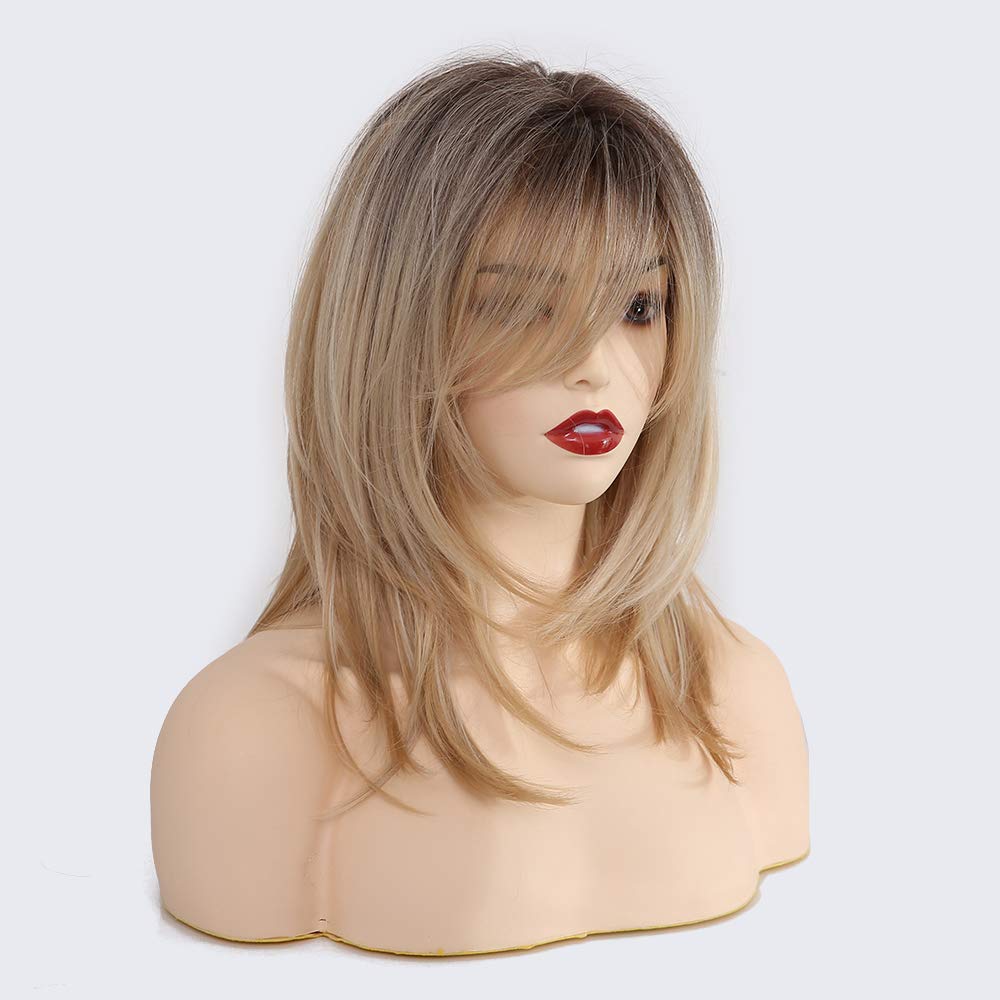 HAIRCUBE Auburn Wigs for Women,Long Layered Orange Wigs with Bangs Heat Resistant Synthetic Fibre Wigs(pelucas de cabello natural)
