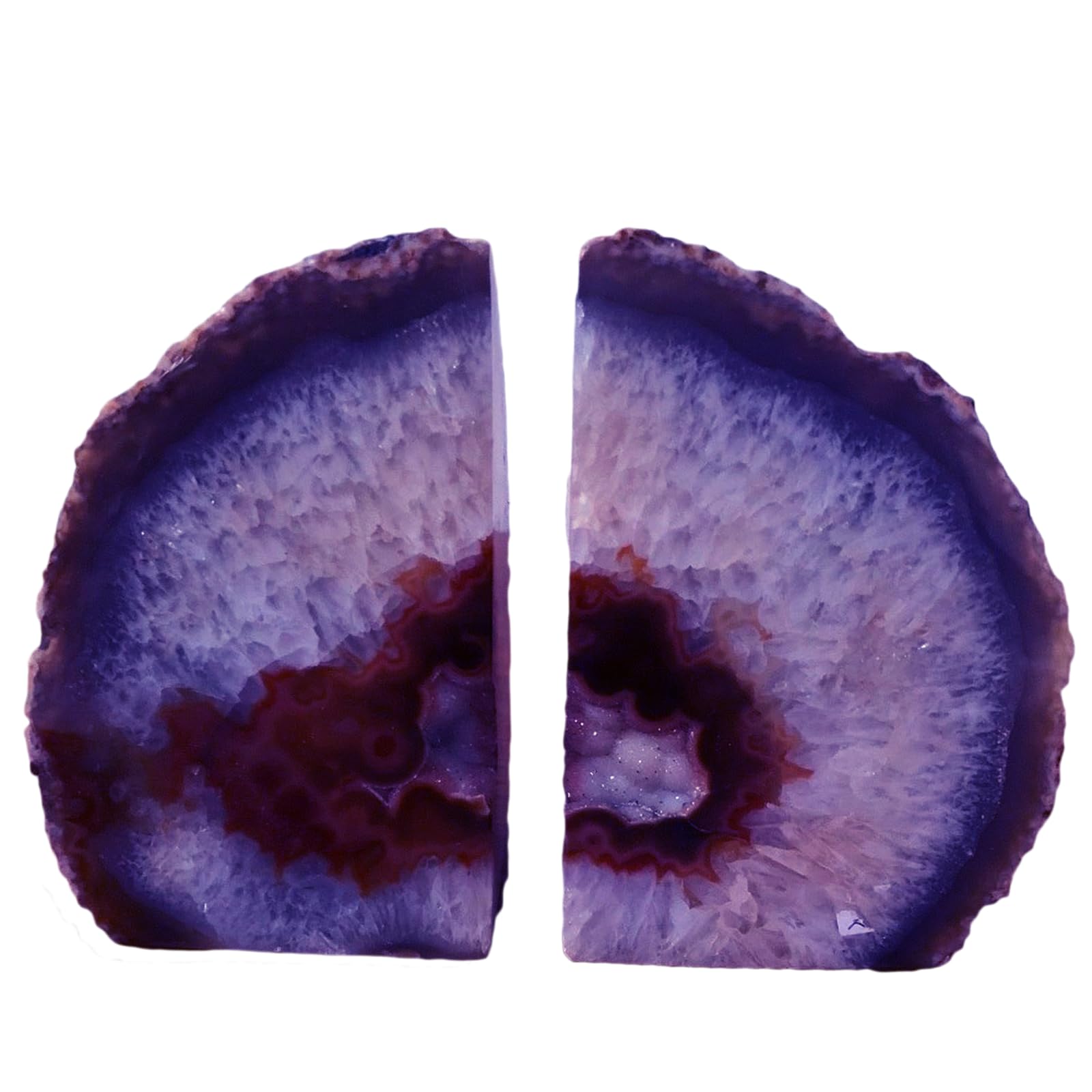 JIC Gem Black Agate Geode Bookends 2-3 Lbs Anti-Slip Rubber Pads Heavy Duty | 1Pair Natural Black Agate Crystal Decor for Shelves & Desk, Unique Small Stone Book Holder Gift for Office & Home Decoration