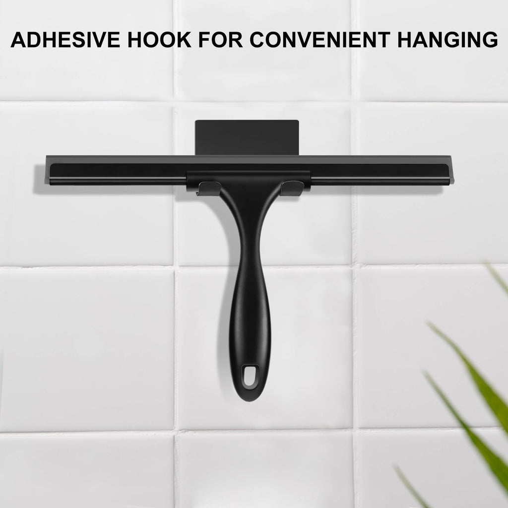SetSail Squeegee for Shower Glass Door Stainless Steel Shower Squeegee for Glass Doors All-Purpose Window Squeegee for Tile Shower Walls, Sink, Mirror, Bathroom, Car Window Cleaning 10 Inches, Balck