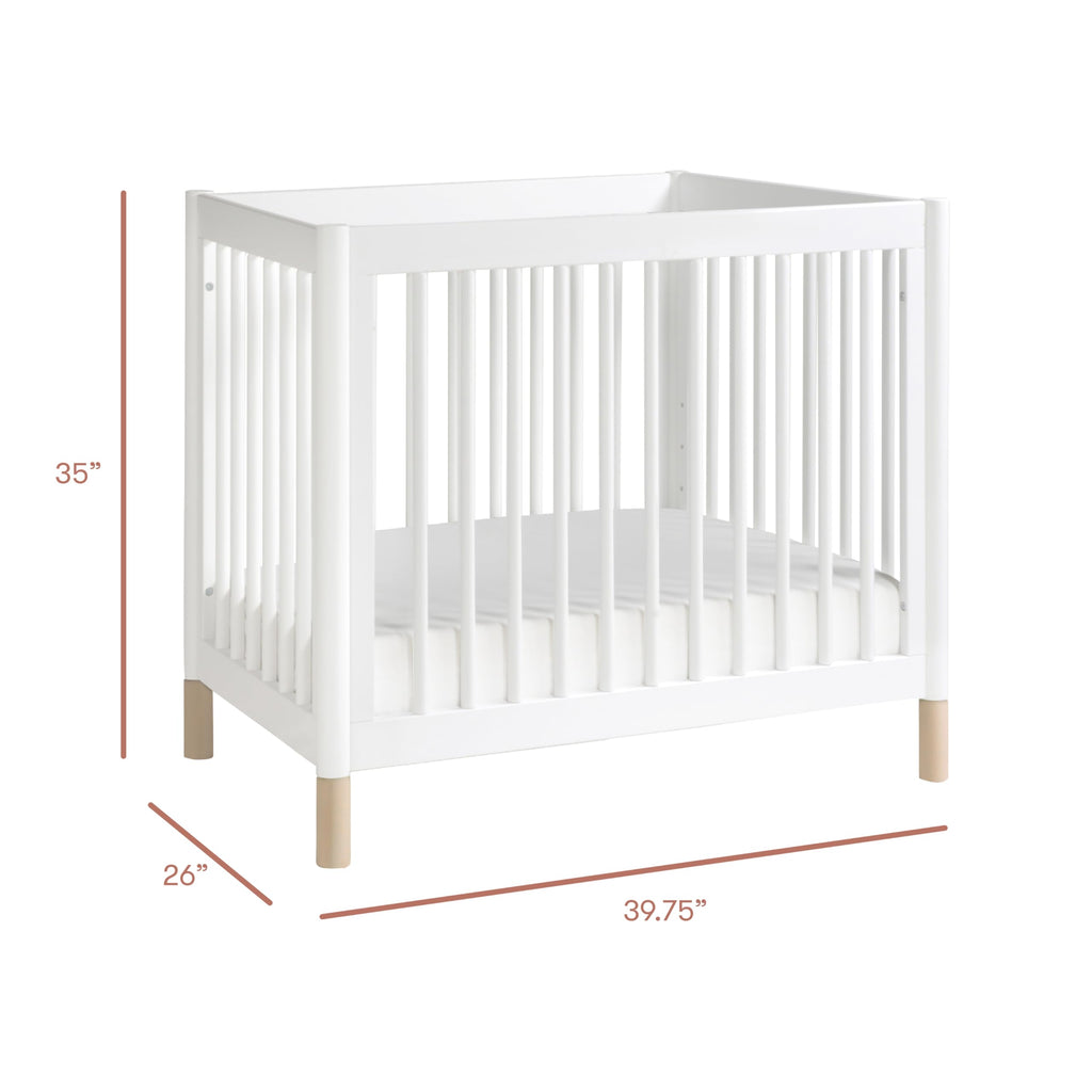 Babyletto Gelato 4-in-1 Convertible Mini Crib with Toddler Bed Conversion in Honey with Vegan Tan Leather Feet, Greenguard Gold Certified