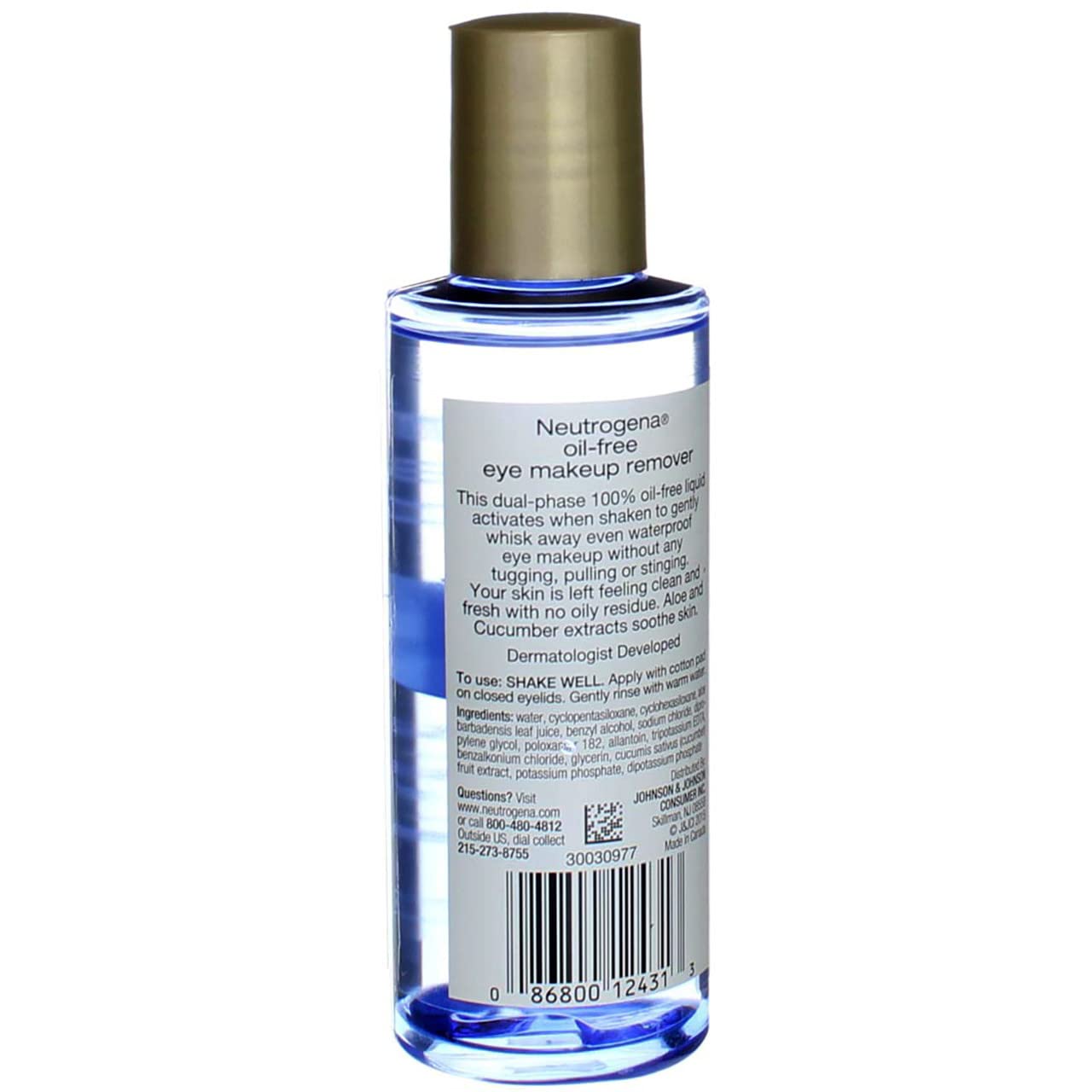 Neutrogena Gentle Oil-Free Eye Makeup Remover & Cleanser for Sensitive Eyes, Makeup Remover for Waterproof Mascara, Dermatologist & Ophthalmologist Tested, 3.8 fl. oz