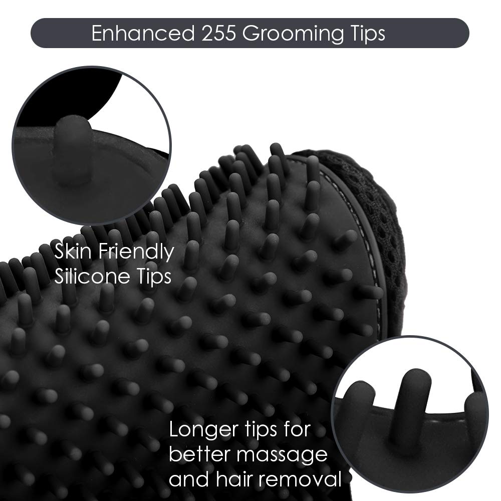 Upgrade Efficient Pet Hair Remover Gloves - Gentle Shedding Brushes for Dogs, Cats & Horses with Long and Short Hair - 1 Pair (Blue)