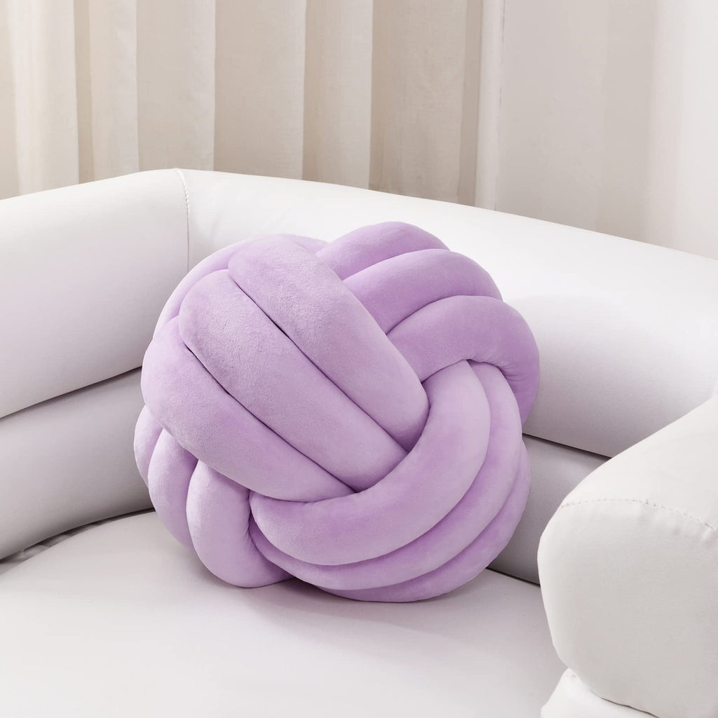 Sioloc Soft Knot Ball Pillows,Round Throw Pillow Cushion Home Decoration Plush Pillow,Throw Knotted Pillow Handmade Round Pillow（7.8inches,Beige）
