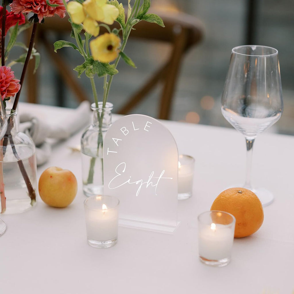 Black Arched Wedding Table Numbers 1-10 with Stands, 5x7 Inch Black Arch Acrylic Sign with Gold Letters, Acrylic Table Numbers for Wedding Reception
