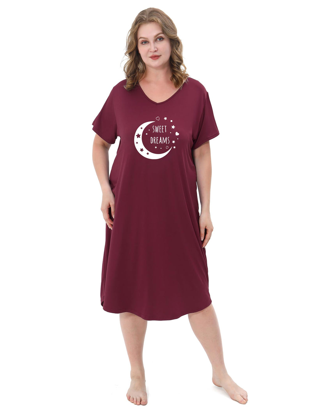 3 Pack Plus Size Women's Nightgown Soft Print Nightshirts for Women Short Sleeve Sleepwear