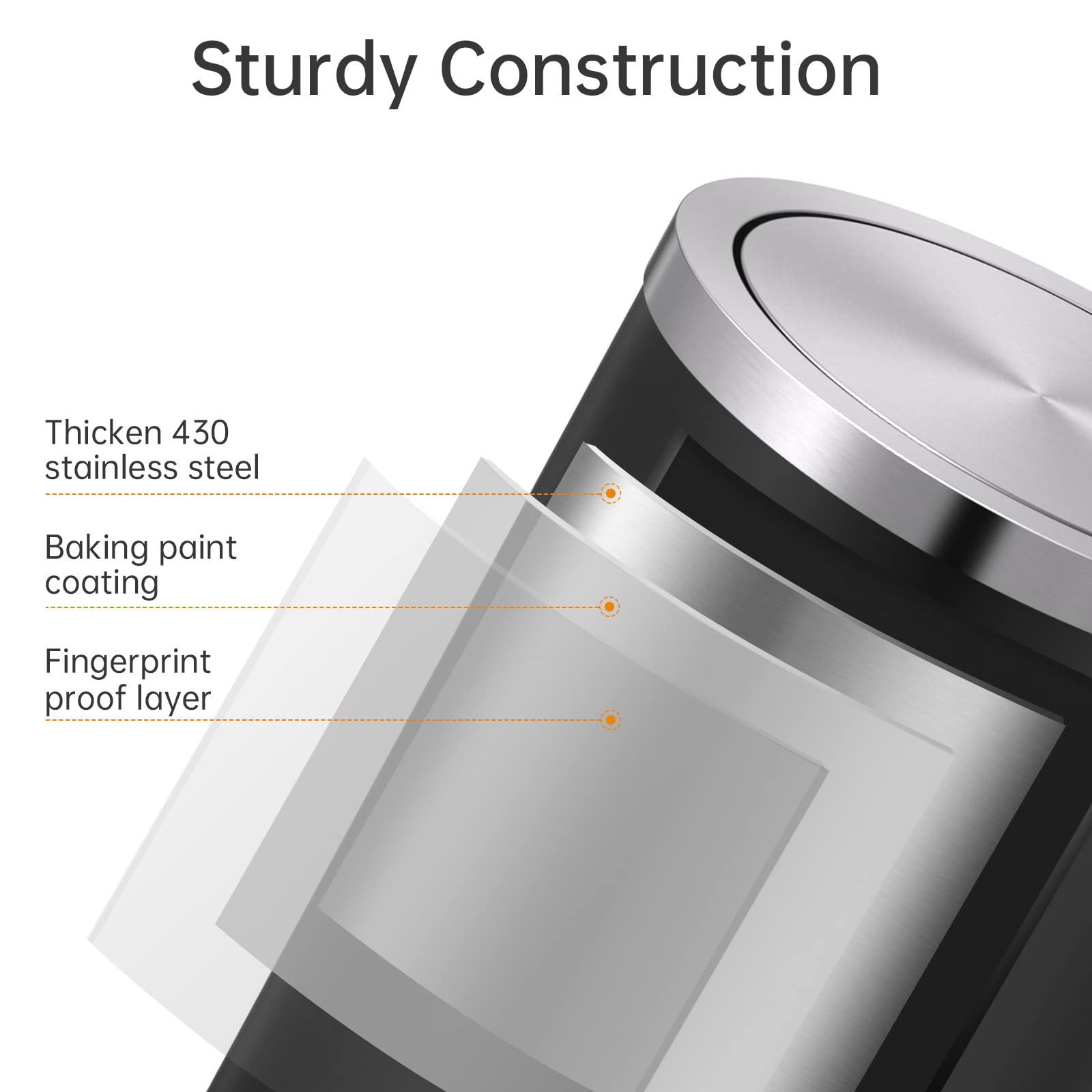Mini Trash Can with Lid, Desktop Small Trash Can Recycling Bin Cute Metal Garbage Can for Tabletop Countertop Use,Stainless Steel 0.4Gal/1.5L Waste Bin for Office Parlor Car Bedroom,Swing Lid Open