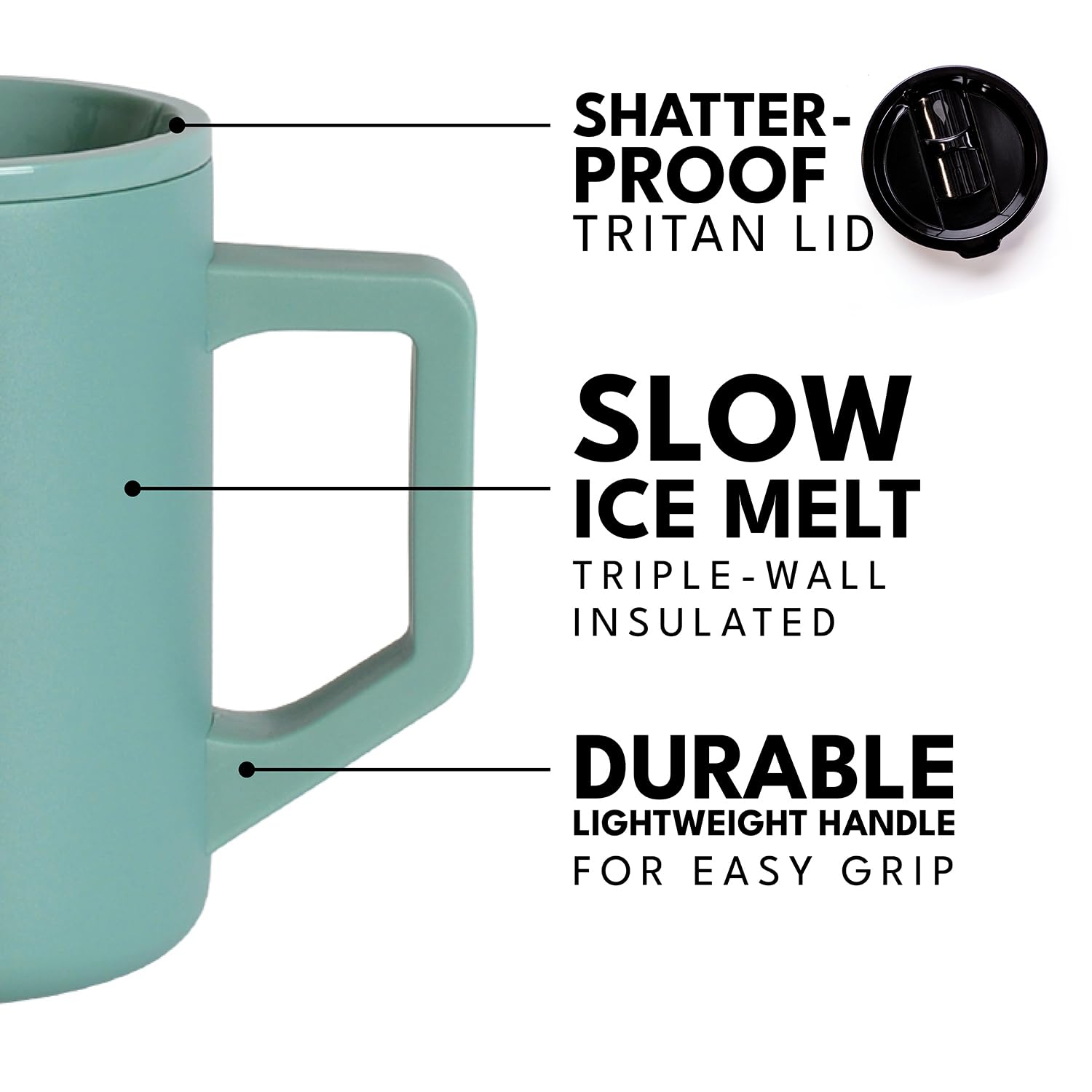 Elemental Insulated Coffee Mug - Triple-Wall Stainless Steel Summit Travel Cup for Hot and Cold Drinks - Thermal Coffee Mug with Lid and Handle for Camping, Office & Travel 12oz - Black