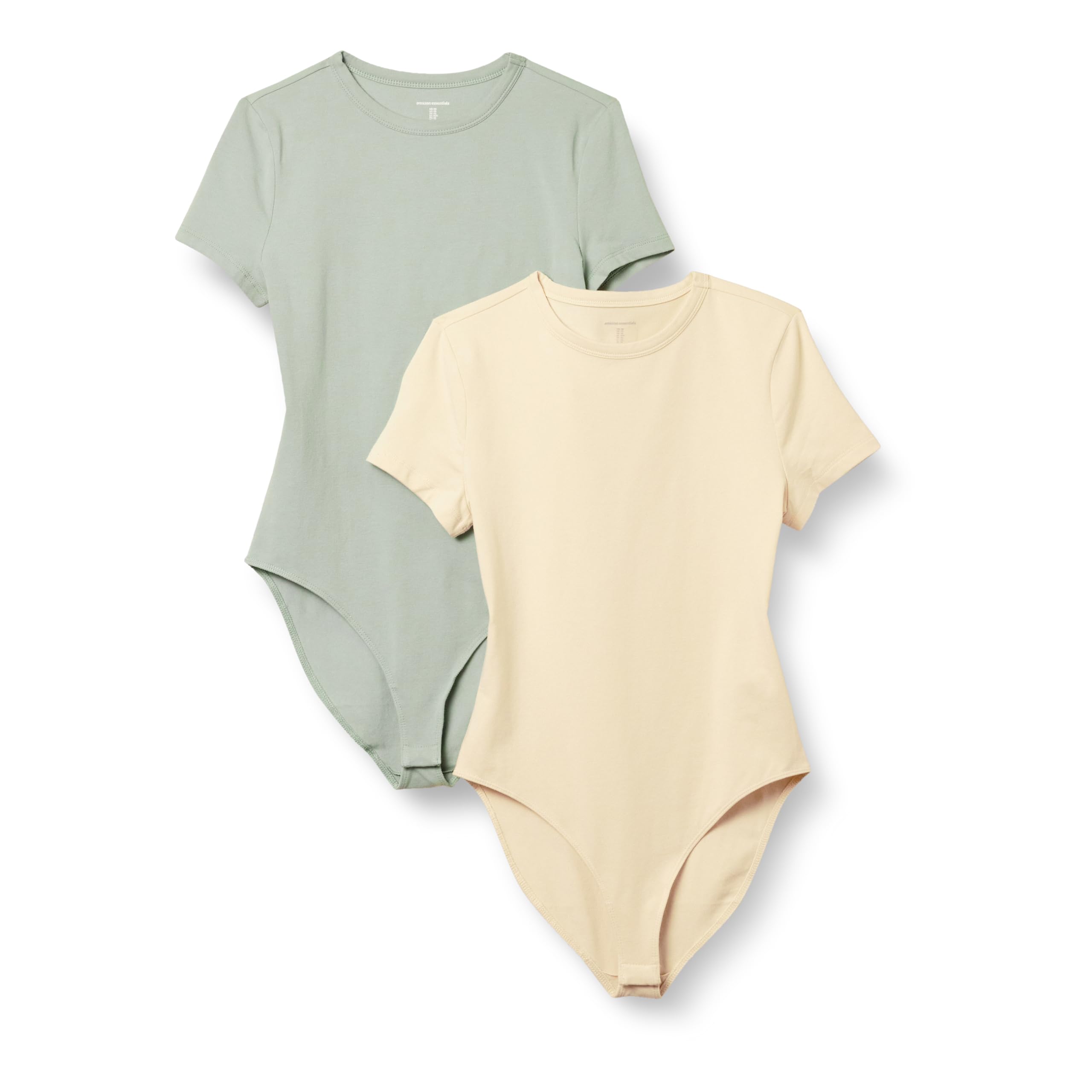 Amazon Essentials Women's Short Sleeve Stretch Cotton Jersey Slim-Fit T-Shirt Bodysuit, Pack of 2