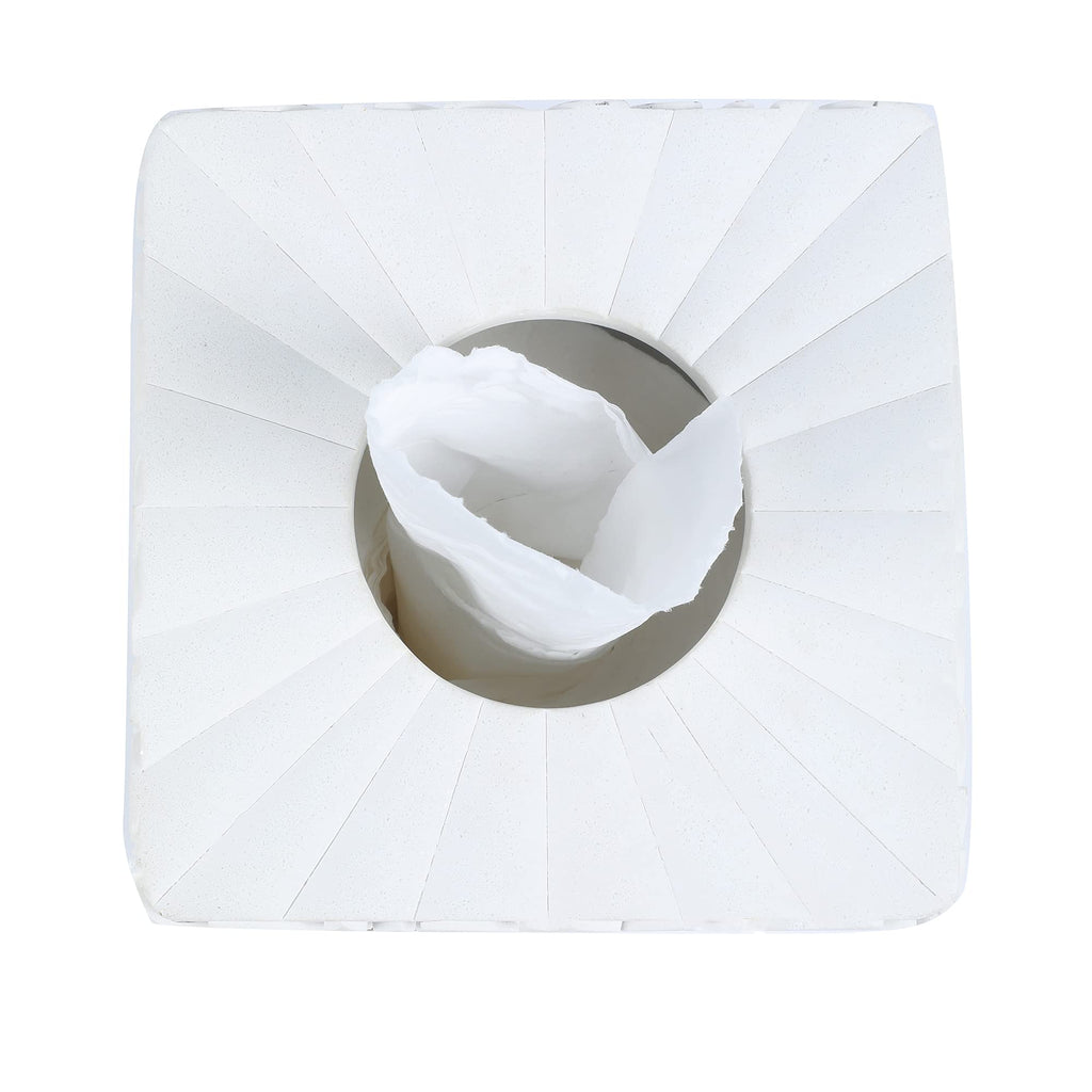 Hymmah Square Tissue Box Cover Holder with Tray,Unique Cube Design Tissue Dispenser Cover Decor for Vanity Counter Tops Also Great for Bedroom and Living Room