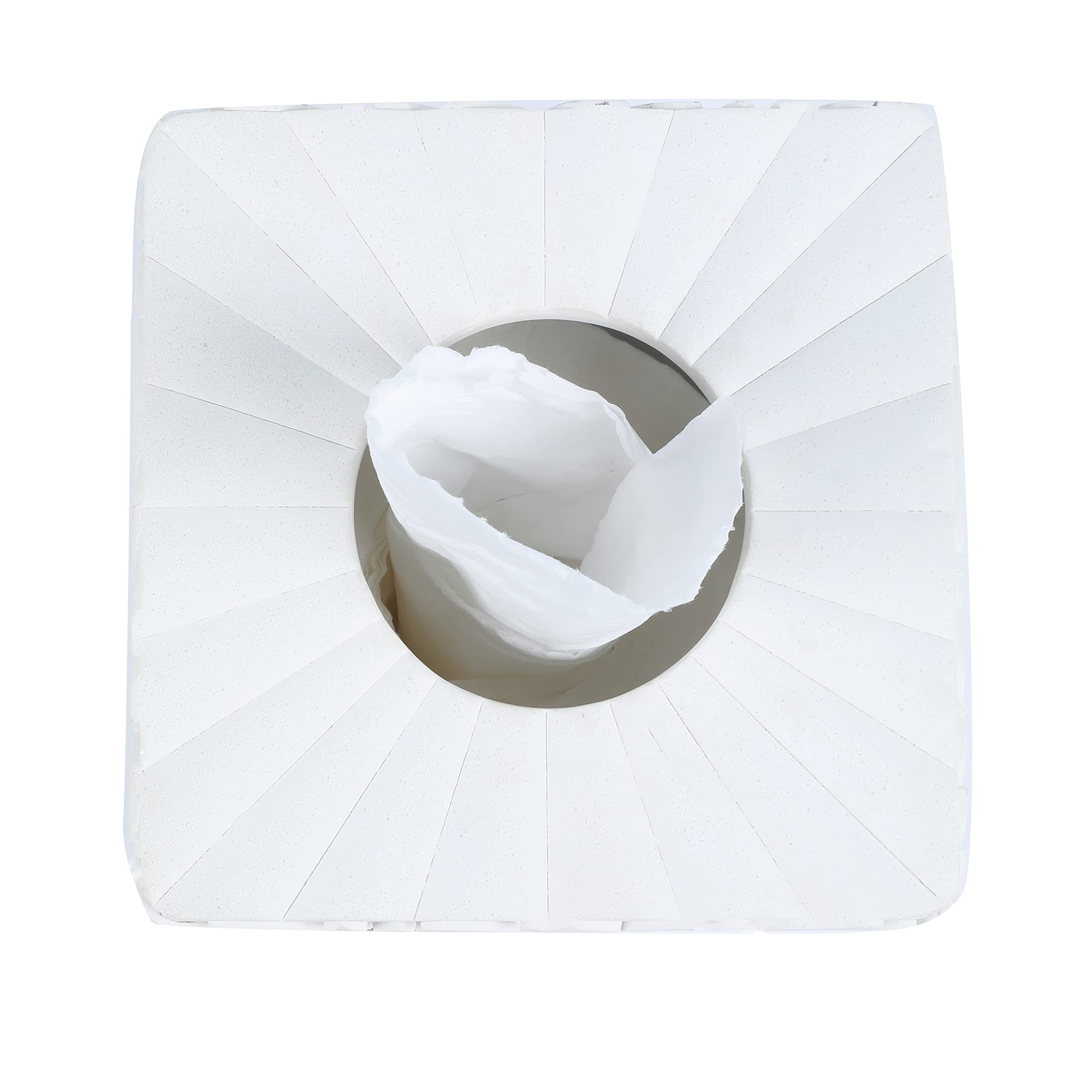 Hymmah Square Tissue Box Cover Holder with Tray,Unique Cube Design Tissue Dispenser Cover Decor for Vanity Counter Tops Also Great for Bedroom and Living Room