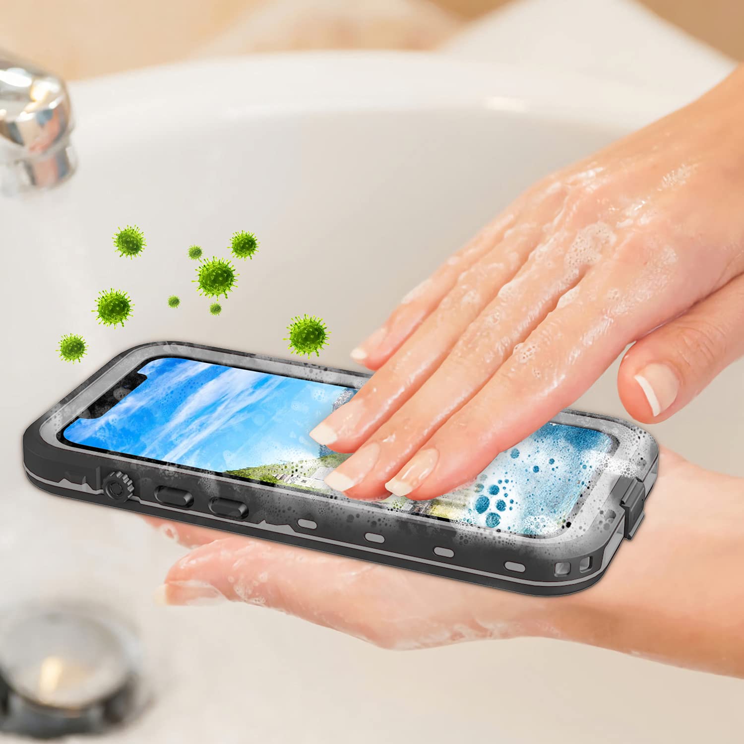 iPhone 13 Pro Case, Waterproof & Shockproof Phone Case, Full Protection, IP68, 6.1 Inch, Black