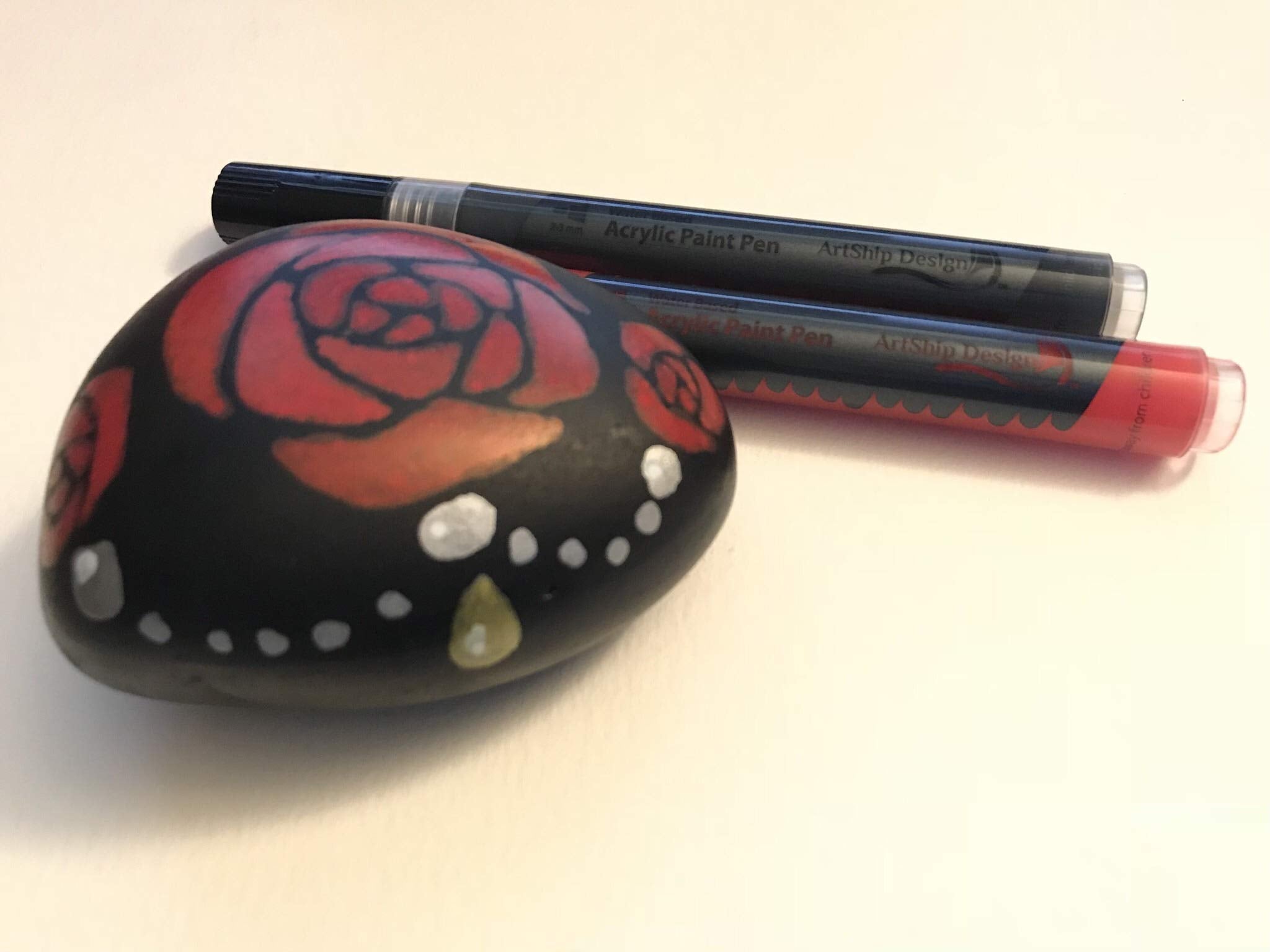 ArtShip Design 10 Black Acrylic Paint Pens, Double Pack of Both Extra Fine and Medium Tip Paint Markers, for Rock Painting, Mug, Ceramic, Glass, and Fabric Painting, Water Based Non-Toxic and No Odor
