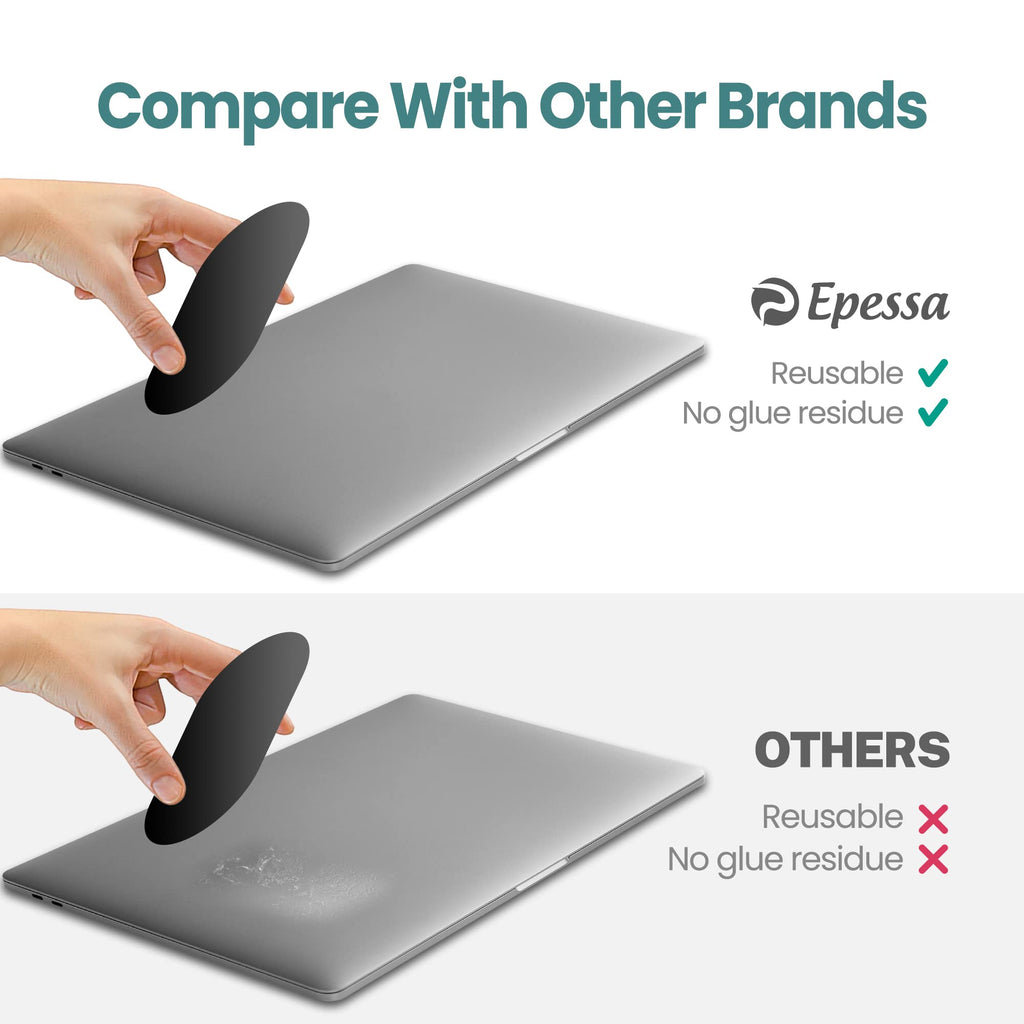 Epessa Universal Stick-On Mouse Pouch, Holder for Wireless Mouse, Sleeve for Laptop, Reusable Adhesive, No Glue Residue, Compatible with iPad or MacBook (Black)