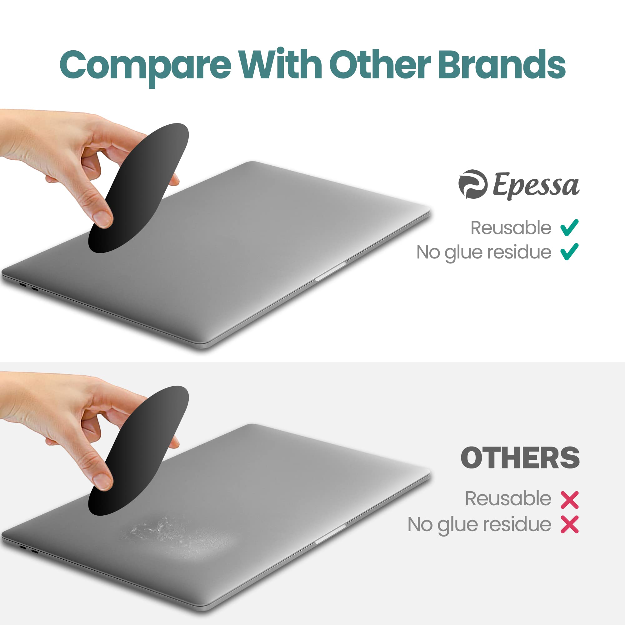 Epessa Universal Stick-On Mouse Pouch, Holder for Wireless Mouse, Sleeve for Laptop, Reusable Adhesive, No Glue Residue, Compatible with iPad or MacBook (Black)