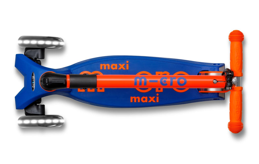 Micro Kickboard | Maxi Foldable LED Kids Scooter for Ages 5-12 | Children up to 110 lbs | 3 Wheel Lean-to-Steer Design | Adjustable T Bar | Smooth Ride, Motion Activated PU LED Wheels | Swiss Design