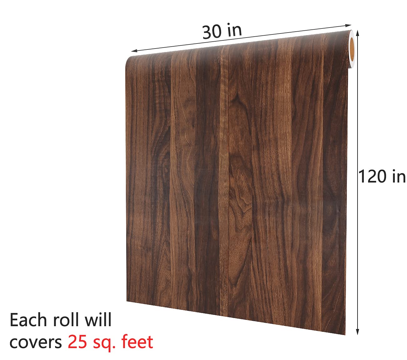 Decotalk Wood Contact Paper Wood Grain Contact Paper for Countertops Walnut Wood Countertop Vinyl Wrap Peel and Stick Wallpaper Dark Brown Wood Self Adhesive Contact Papers for Cabinets 12x120 inch