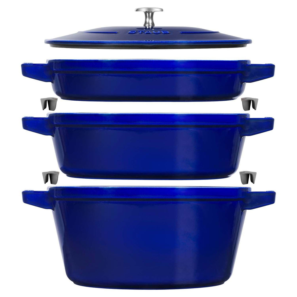 Staub Cast Iron 4-pc Stackable Set - Dark Blue