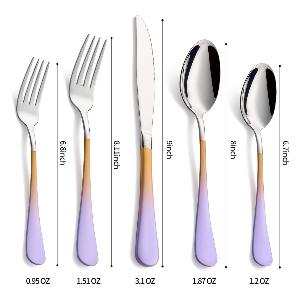 20-Pieces Blac and Pink Silverware Sets for 4,Pink Handle Stainless Steel Cutlery Set, Include Forks Spoons and Knives Set, Dishwasher Safe Utensil Sets for Home Restaurant