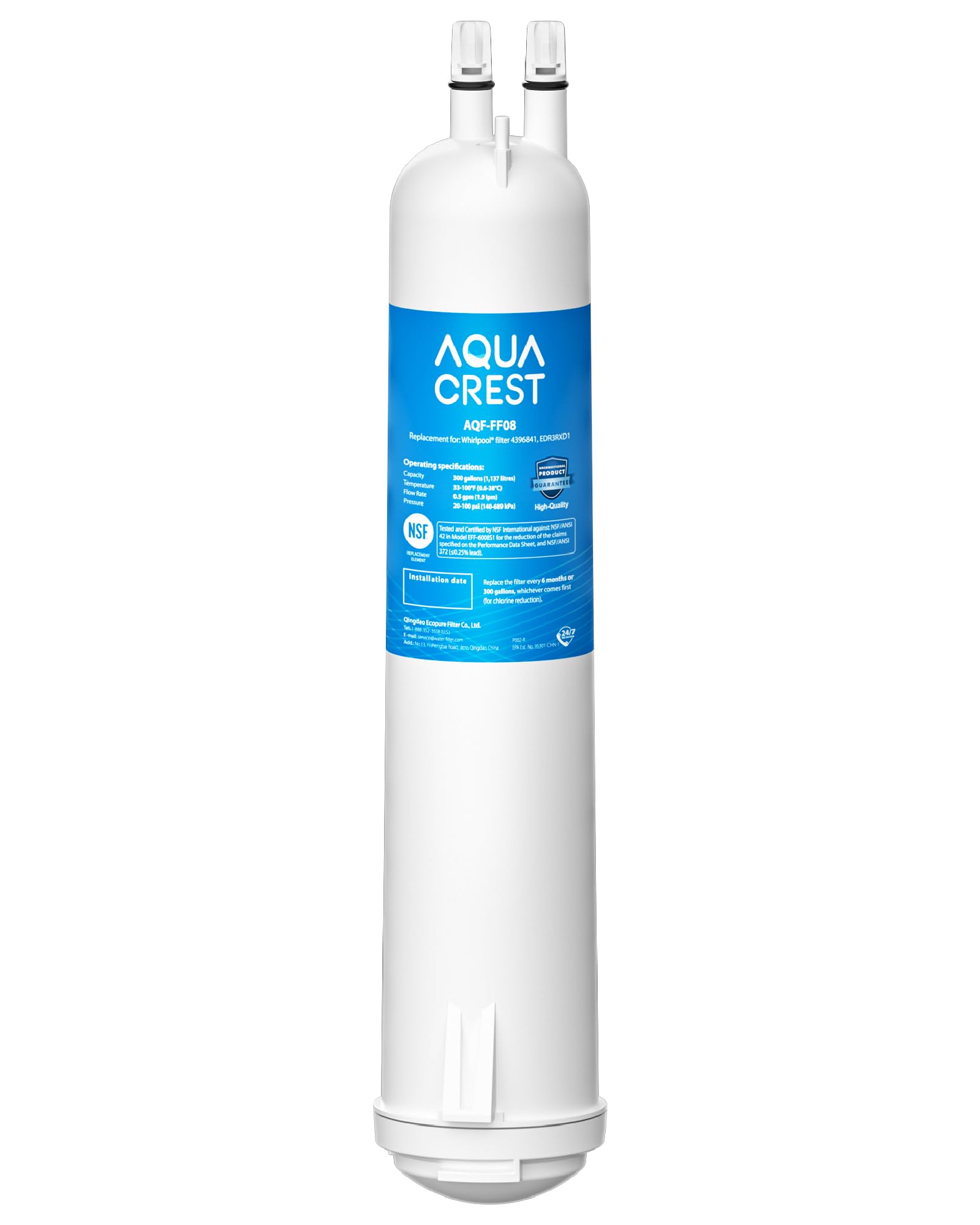 AQUA CREST EDR3RXD1 Replacement for 4396841, Everydrop® Filter 3, 4396710, Kenmore® 46-9083, 46-9030, Refrigerator Water Filter, 1 Filter