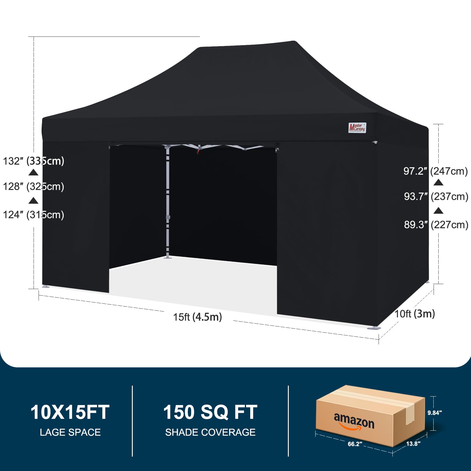 MASTERCANOPY 10x10 Premium Heavy Duty Pop Up Commercial Instant Canopy with Sidewalls(10x10 Blue)